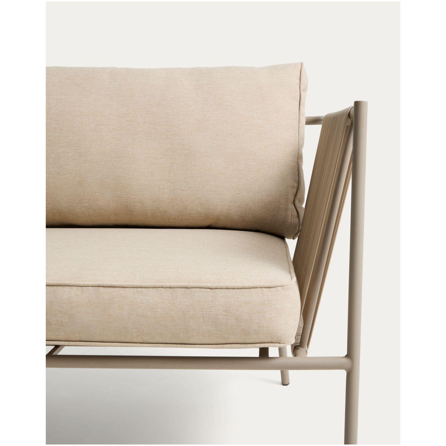 Gartensofa 2-Sitzer-Outdoor Zivia Seil ecru verzinkter Stahl taupe 178