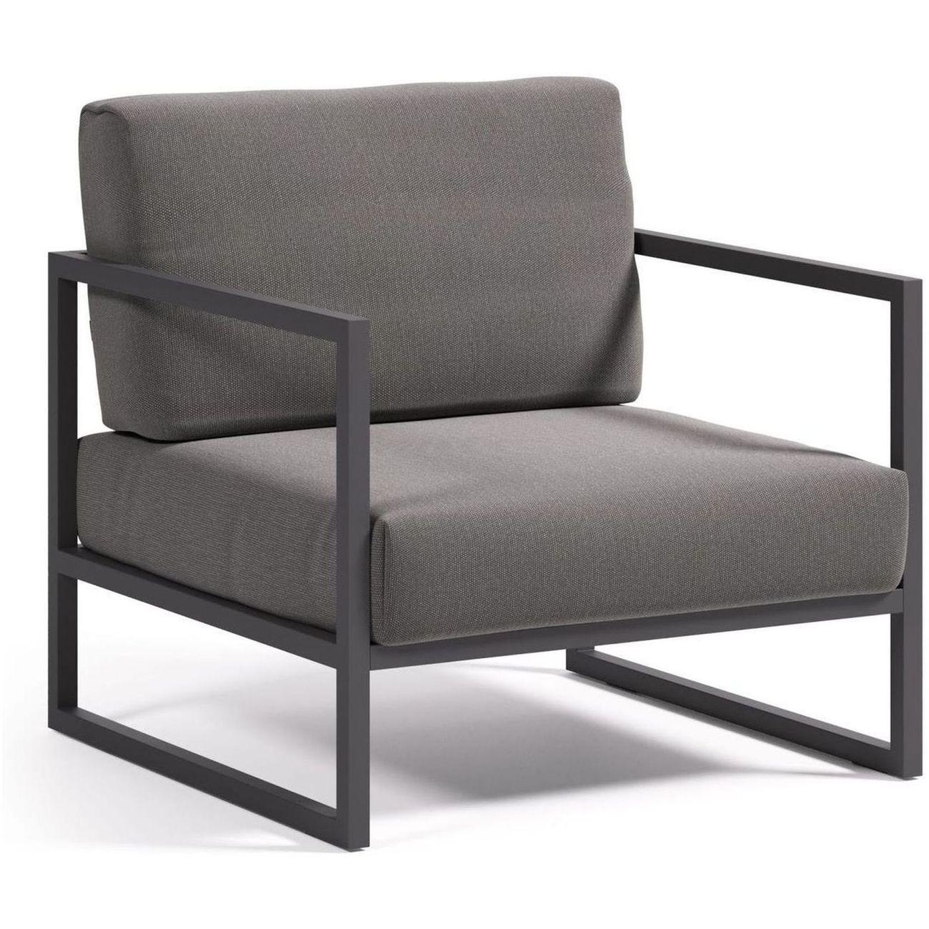Gartensessel Aluminium Comova 1-Sitzer dunkelgrau schwarz