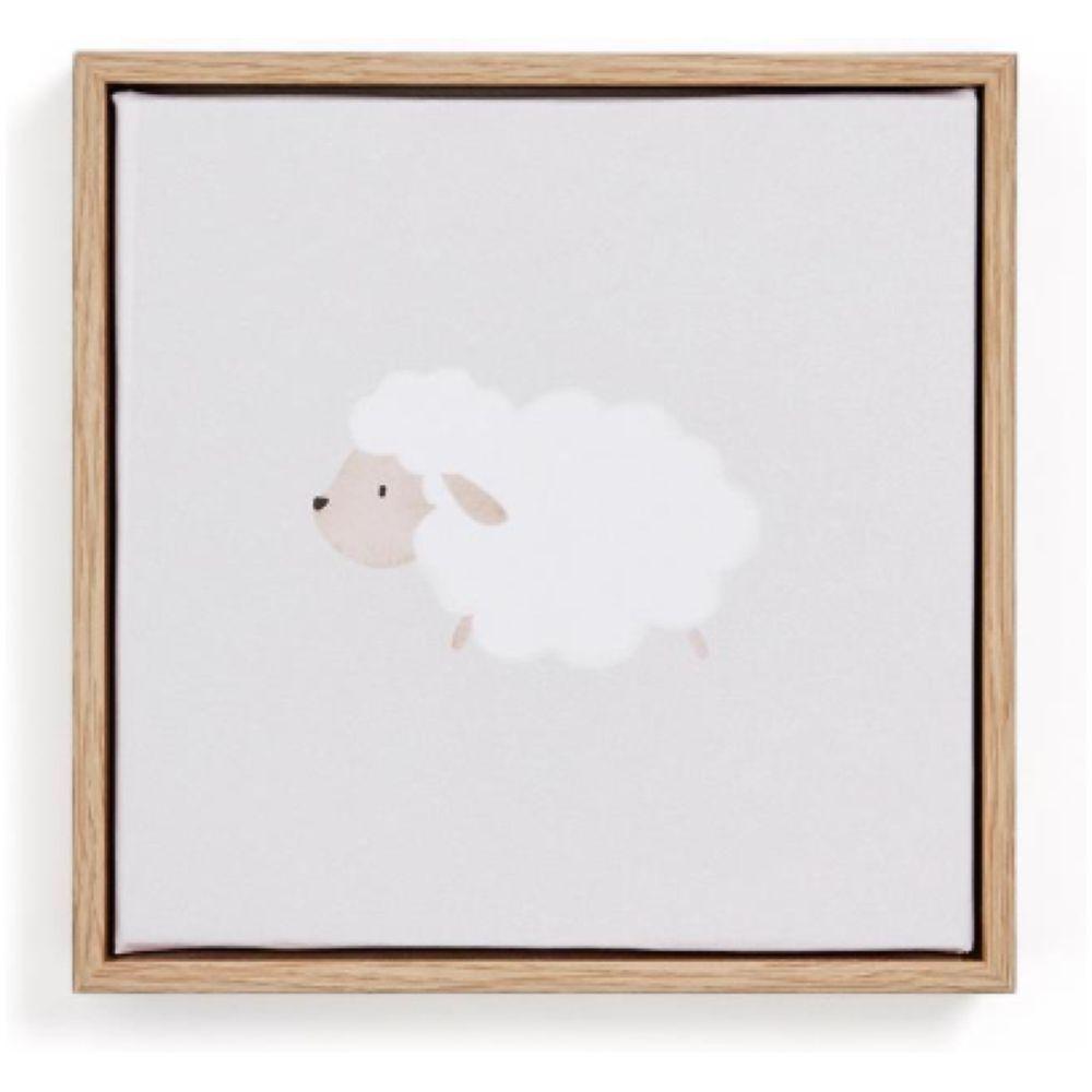 Bild Milu mit Schaf grau und weiss 20x20