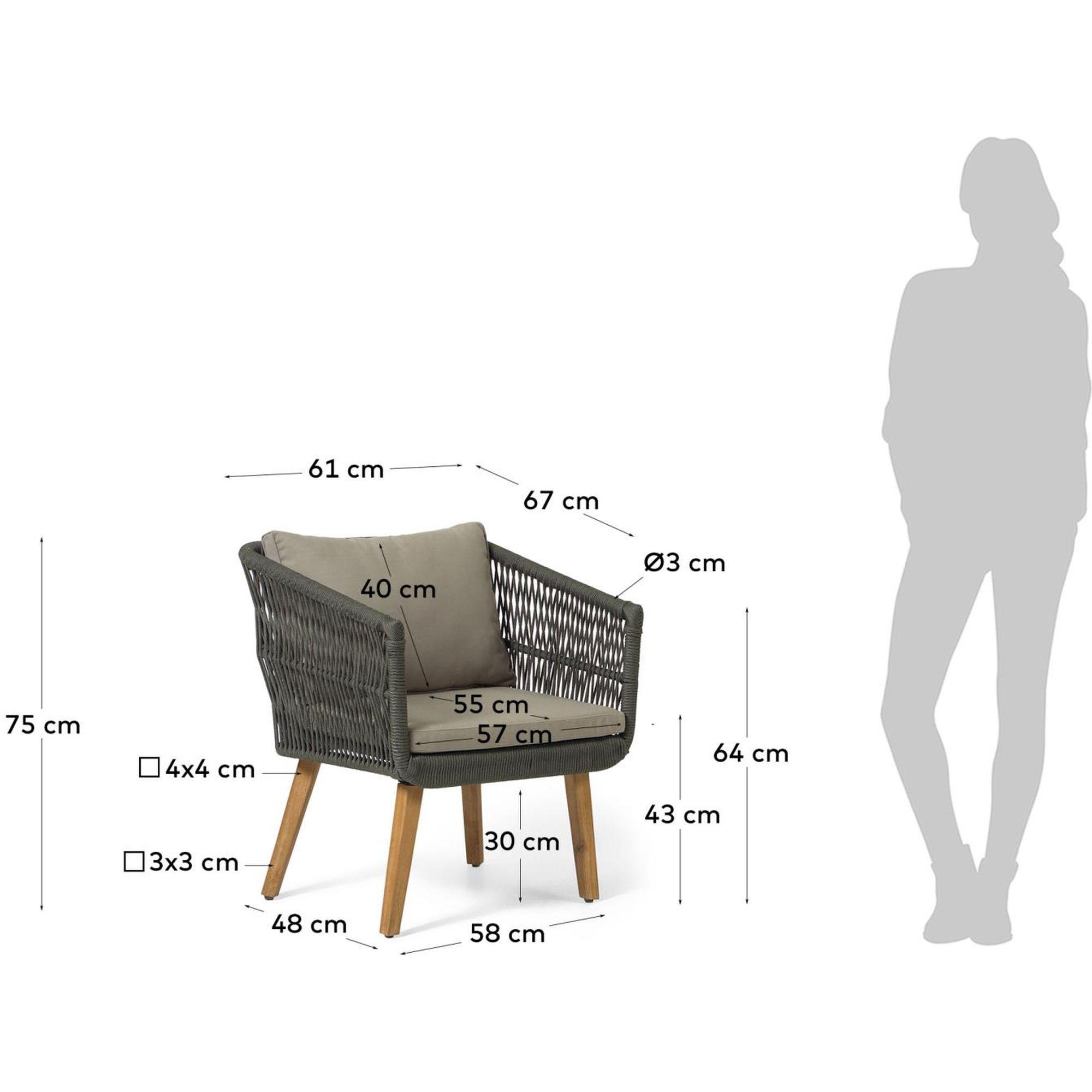 Gartenlounge Set Pestoni Akazienholz Seil (3-teilig)
