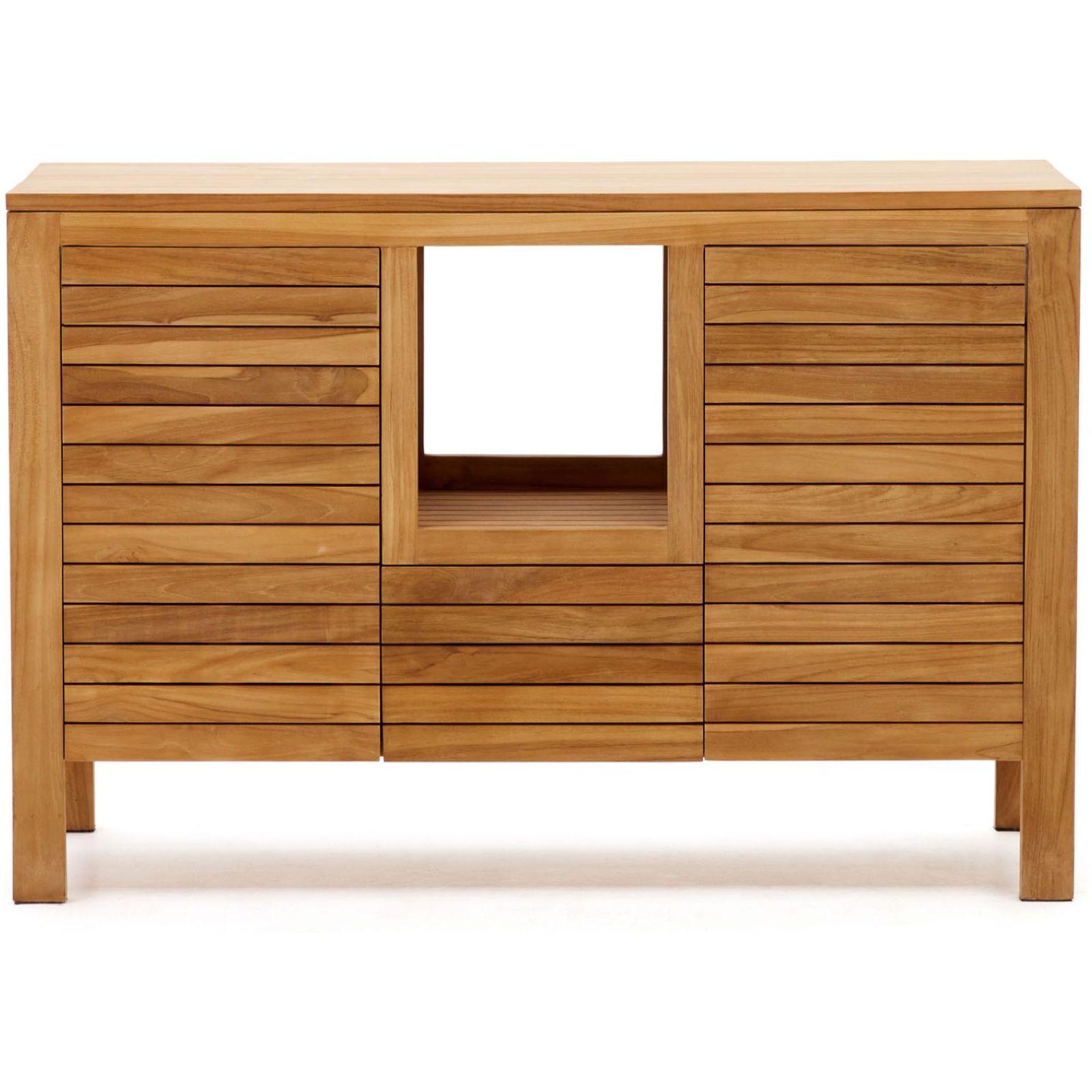 Badezimmermöbel Unterschrank Neria Teakholz massiv Natur 120x45