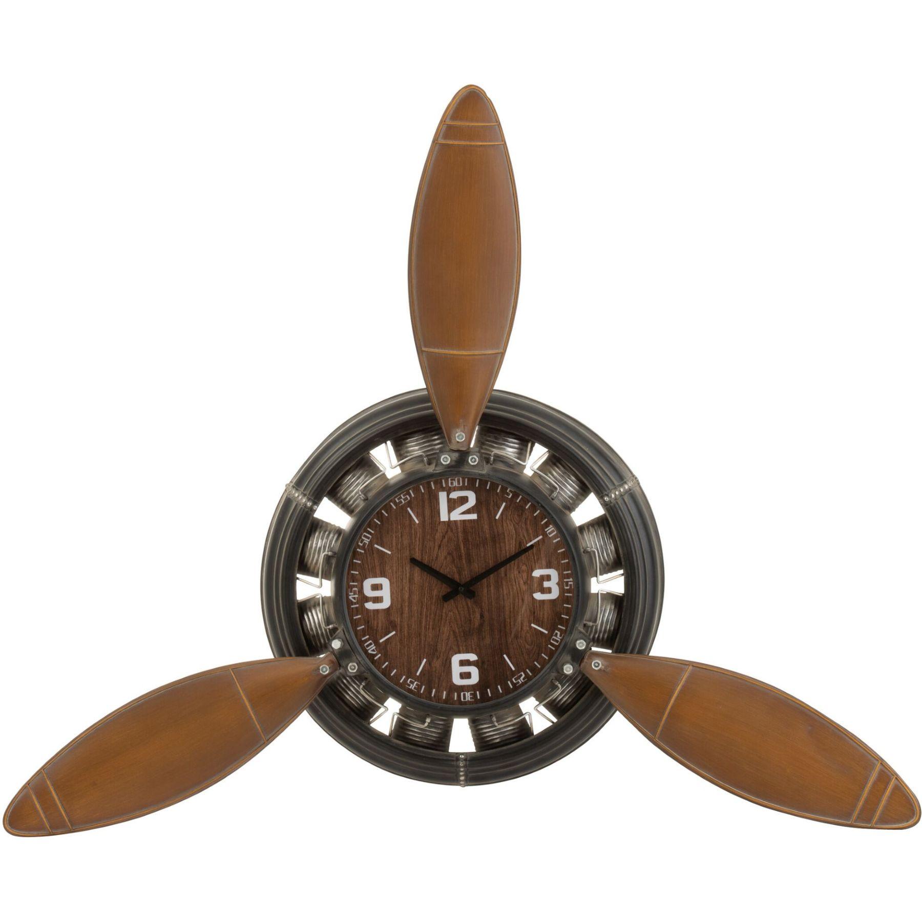 Wanduhr Propeller Metall schwarz braun 110x110