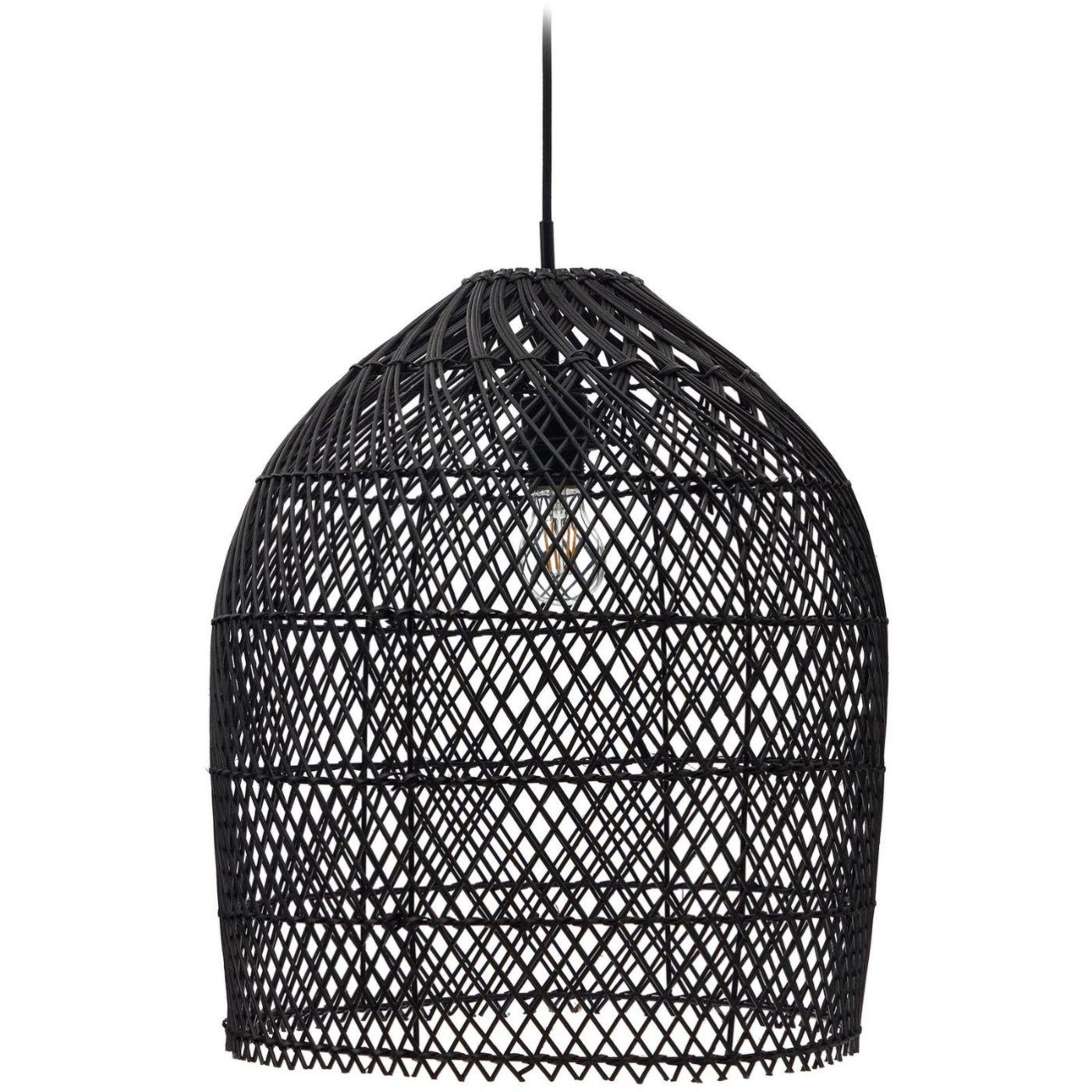 Domitila Lampenschirm für Pendelleuchte aus Rattan mit schwarzem Finish Ø 44 cm