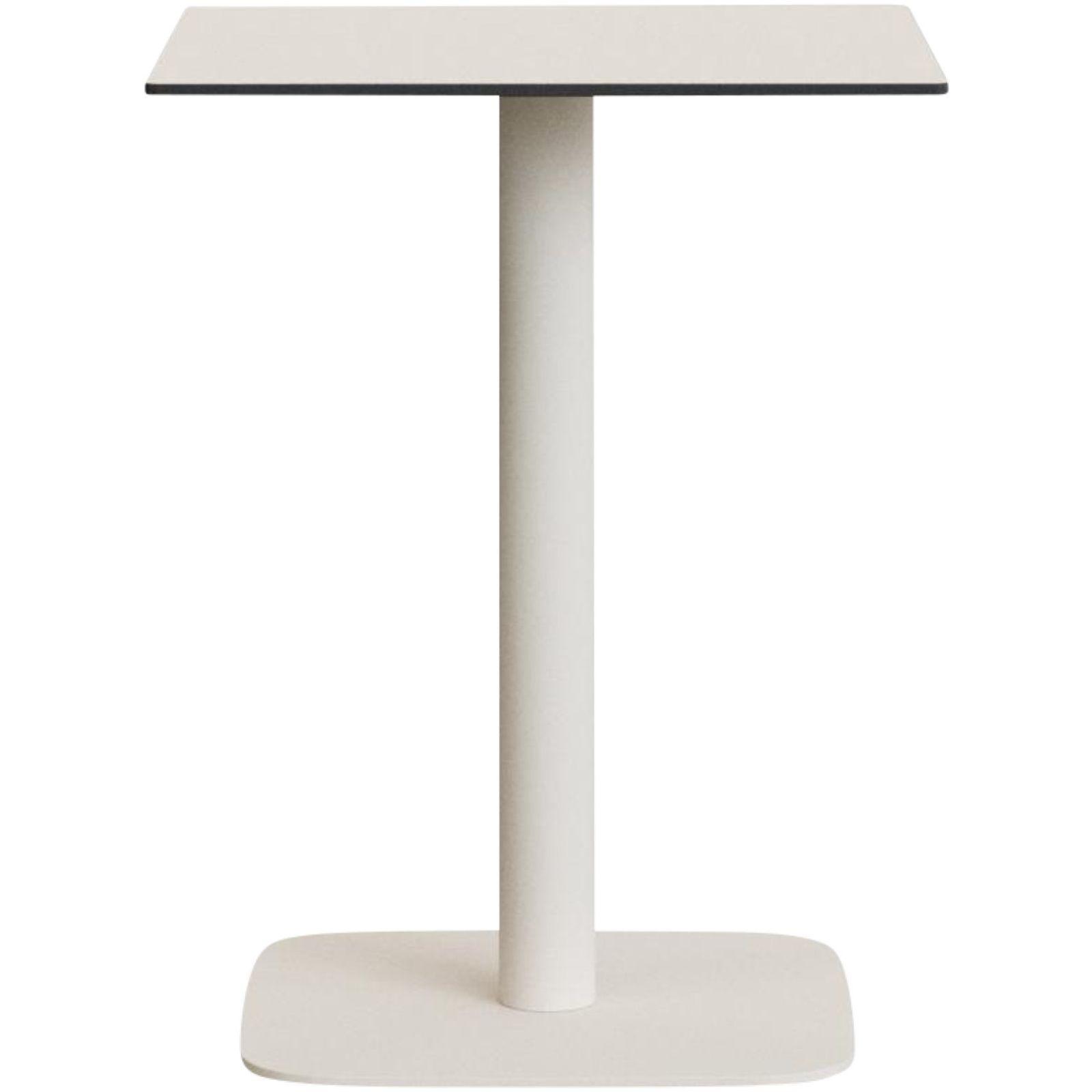 Dina Outdoor Stehtisch weiss mit weiss lackiertem Metallbein 60x60 H97