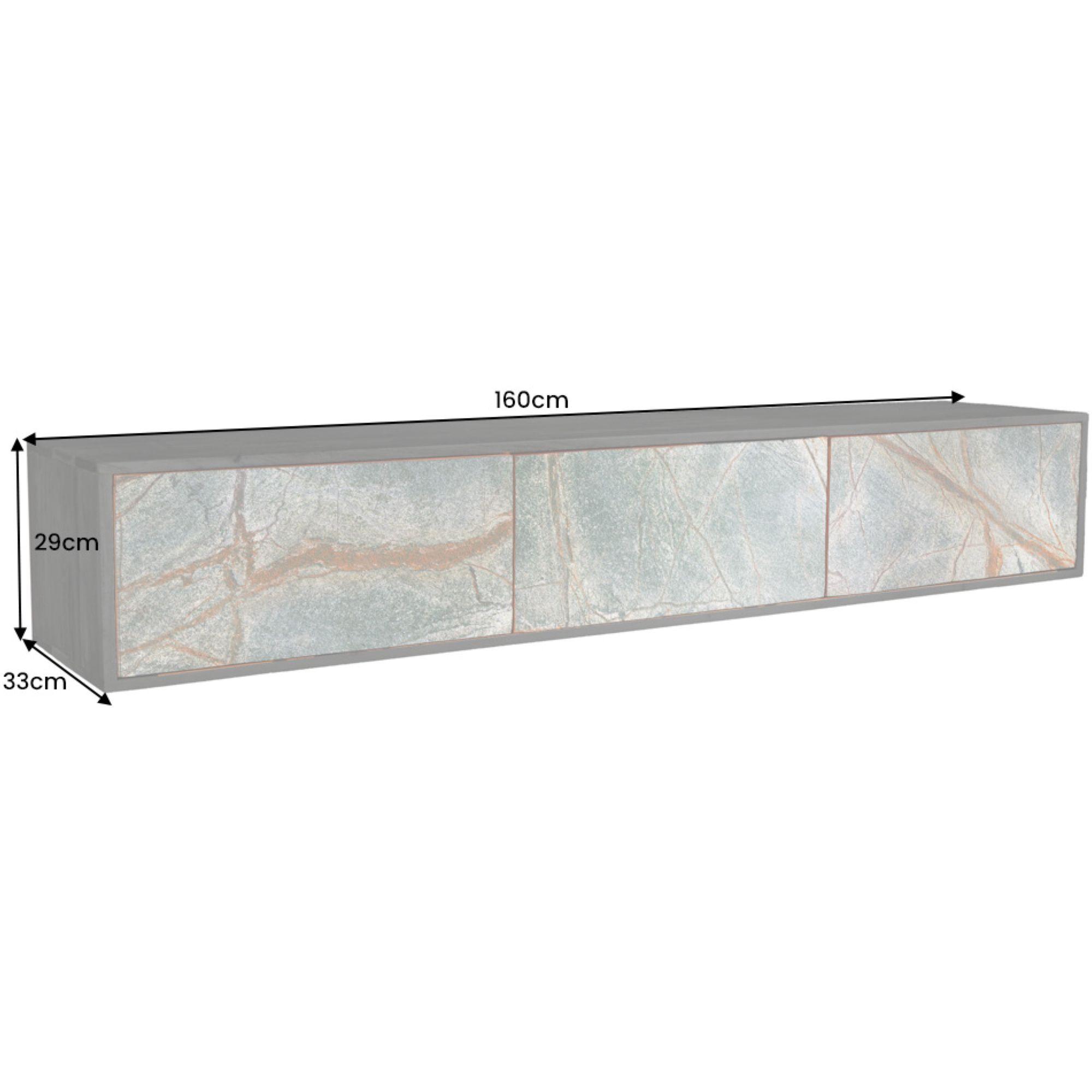 TV Möbel Wandboard Stone Natursteinfurnier Akazienholz 160