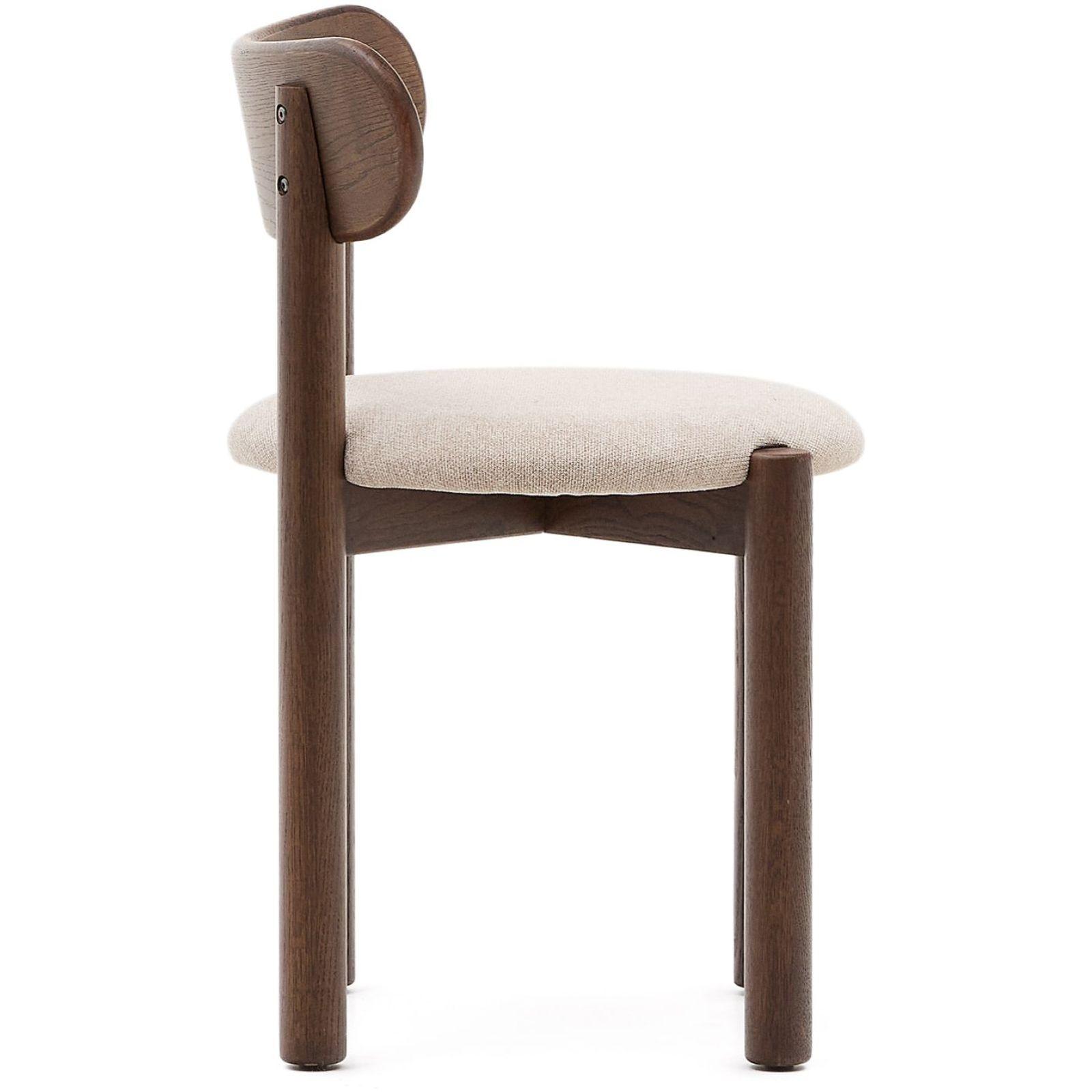 Design Stuhl Nebai Chenille braun Gestell Eichenholz nussbaum FSC