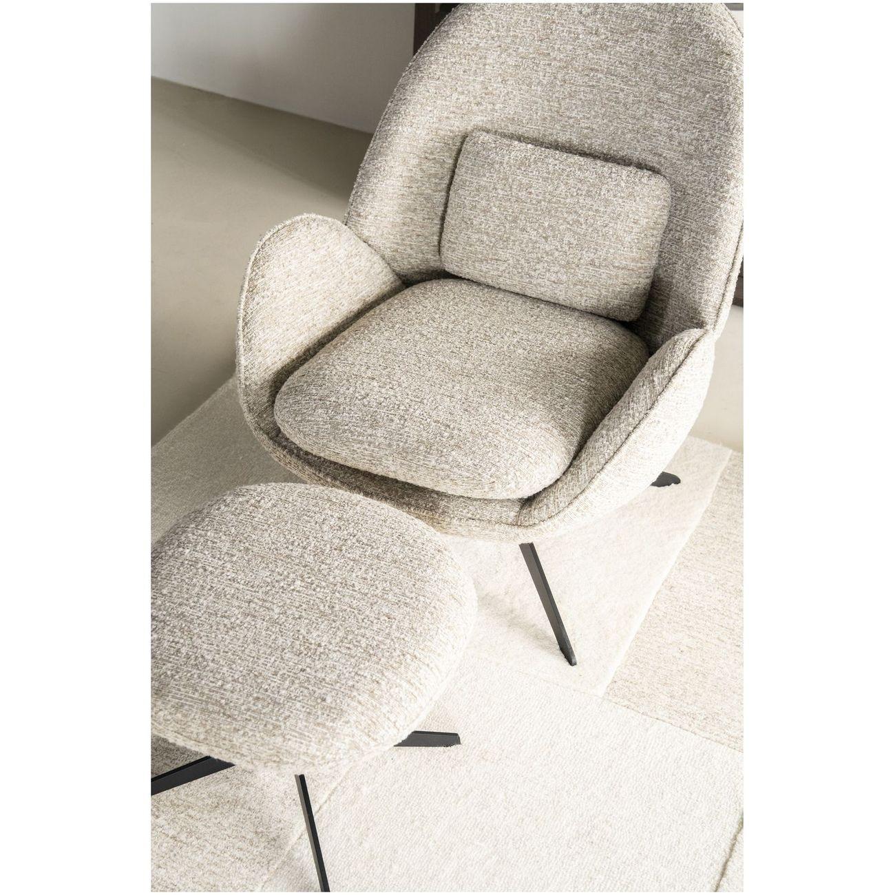 Relaxsessel drehbar mit Hocker Zora Stoff beige