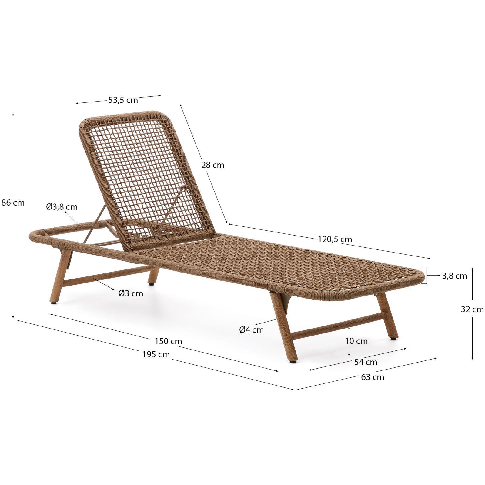 Sonnenliege Dandara Seil beige massives Akazienholz 100% FSC