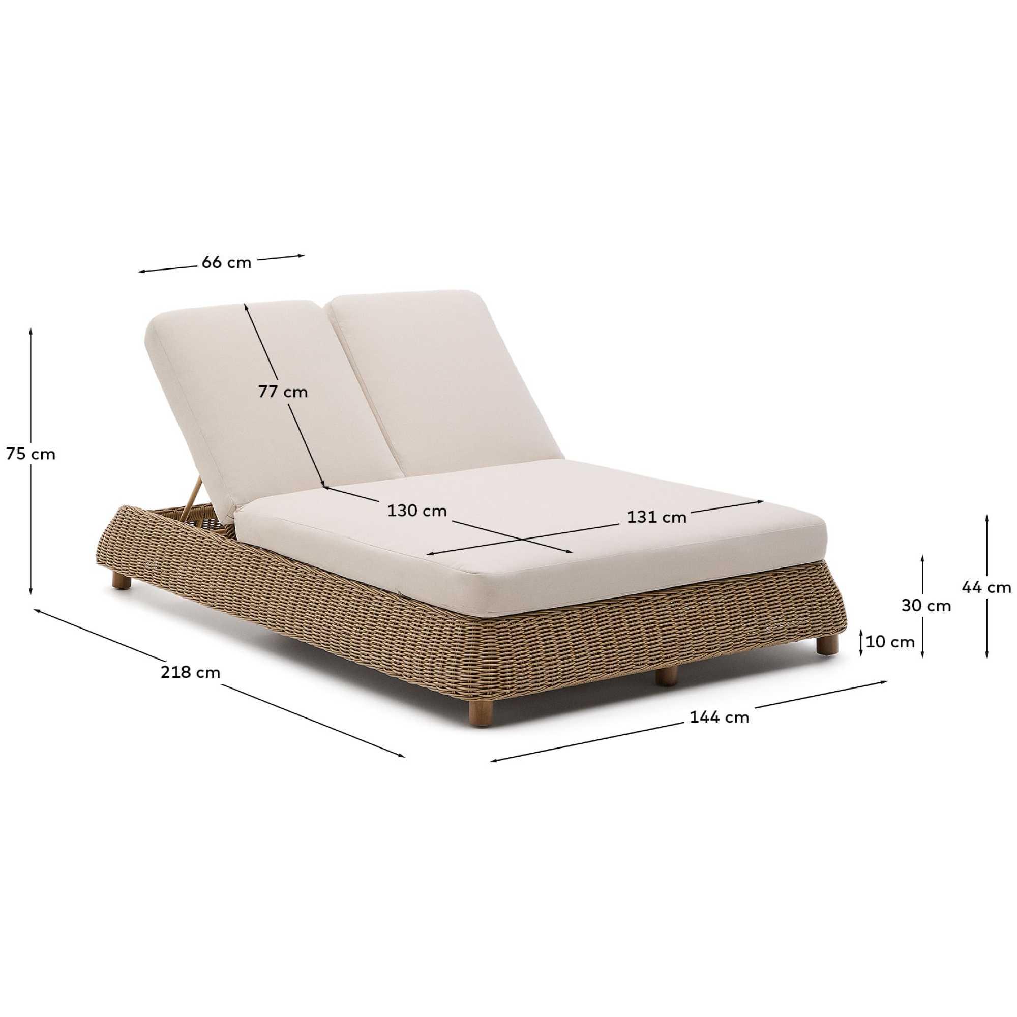 Doppelsonnenliege 2er Meria aus synthetischem Rattan