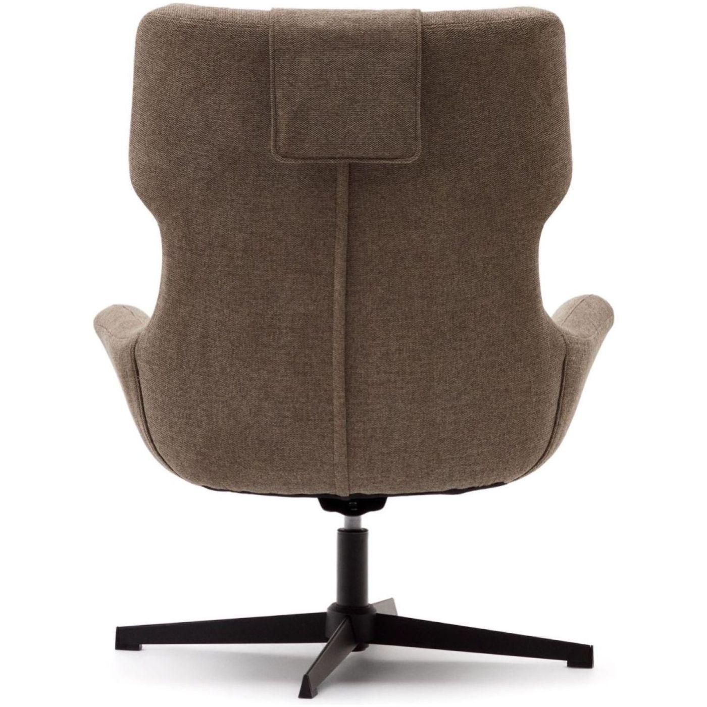 Relaxsessel drehbar Zalina Chenille Stoff hellbraun Stahl schwarz