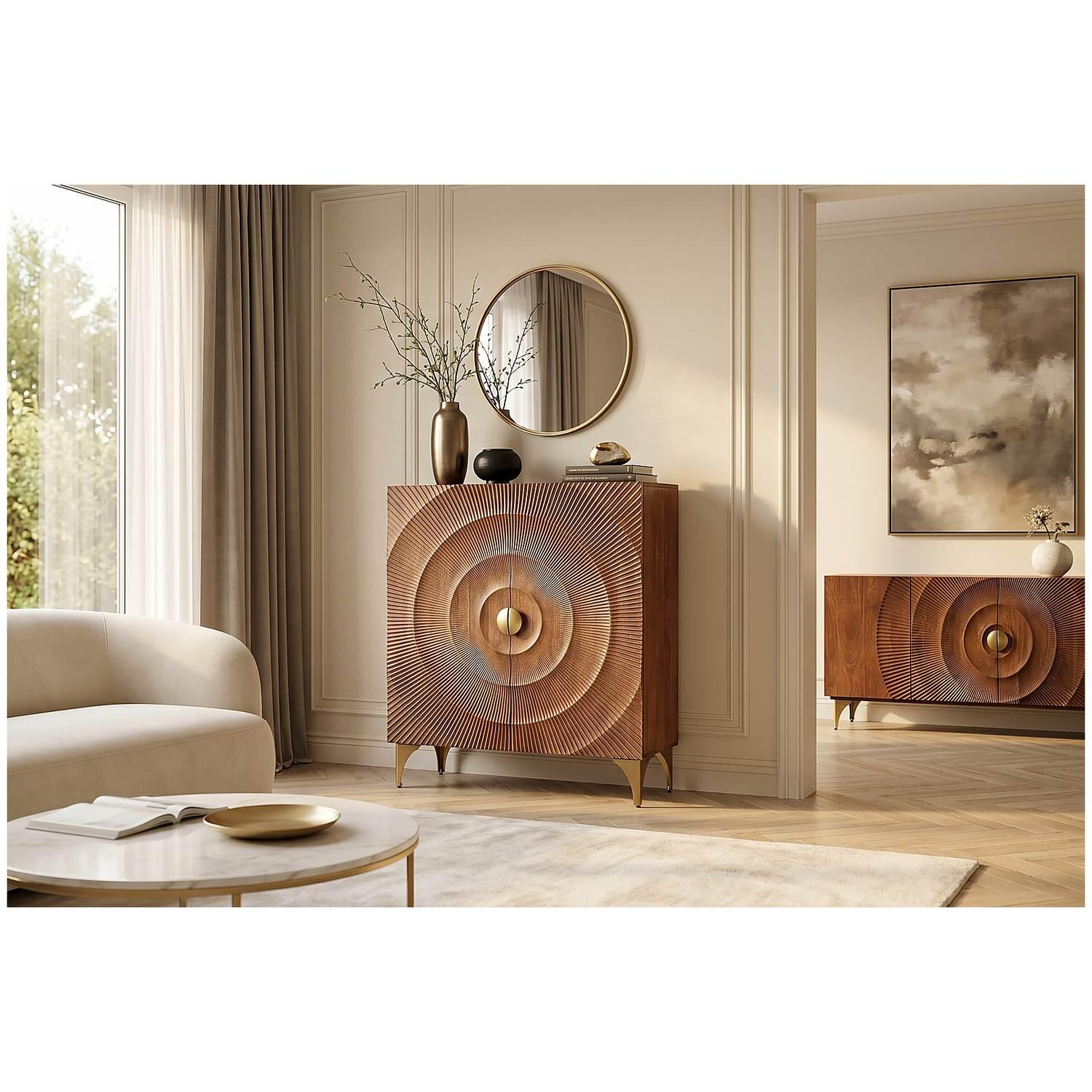 Hochkommode Himalaya Mangoholz braun 100x120