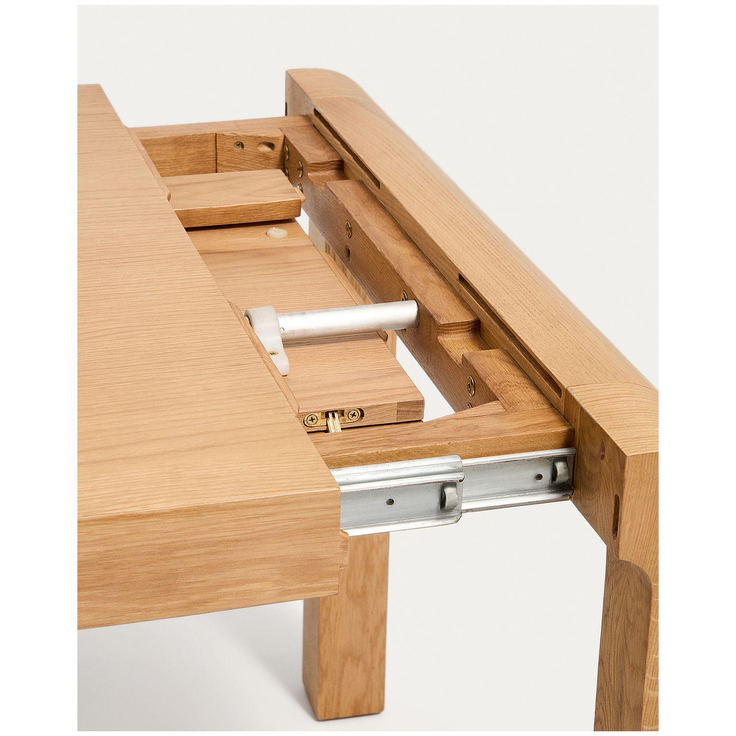 Esstisch Ausziehtisch Erisia aus massivem Eichenholz mit Naturton-Finish FSC 100% - Auswahl: 180-230x90