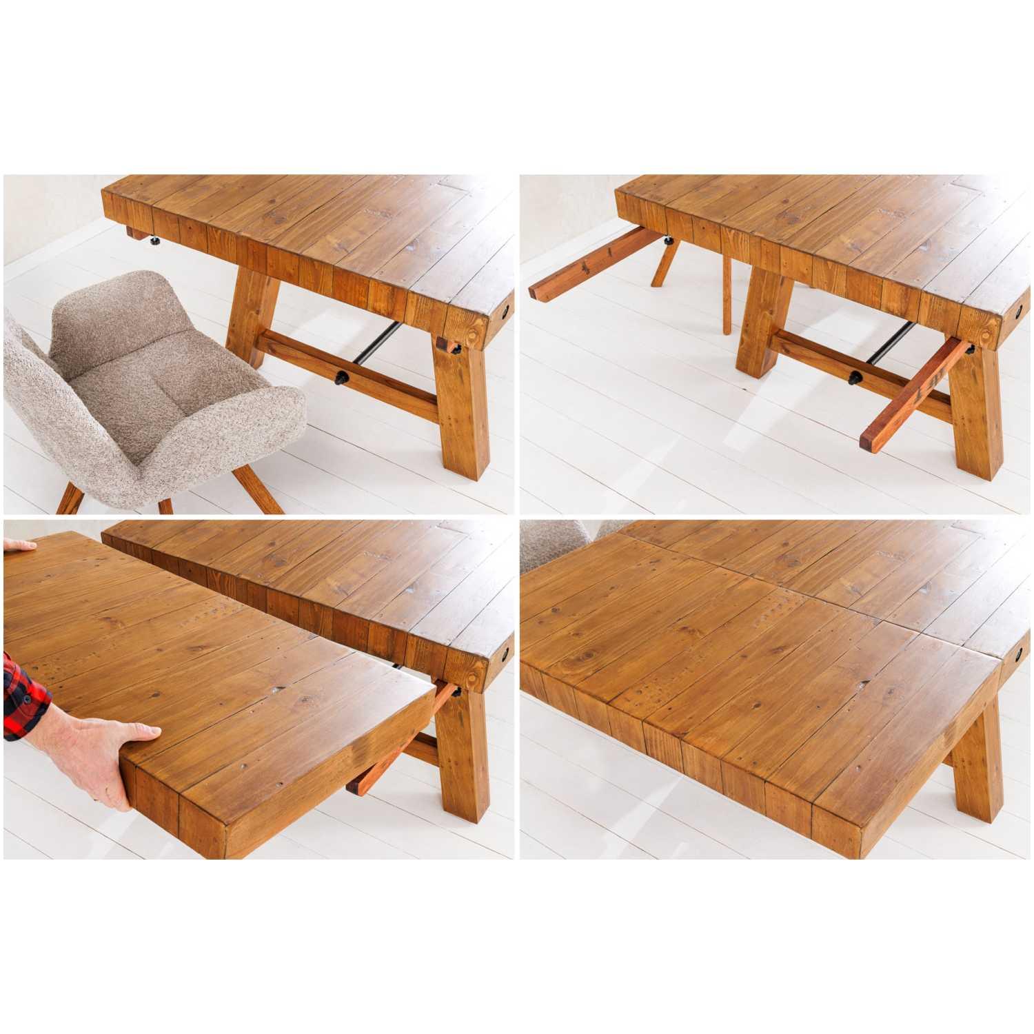 Esstisch ausziehbar Massivholz XL Industry Loft recyceltes Pinienholz braun 300x100