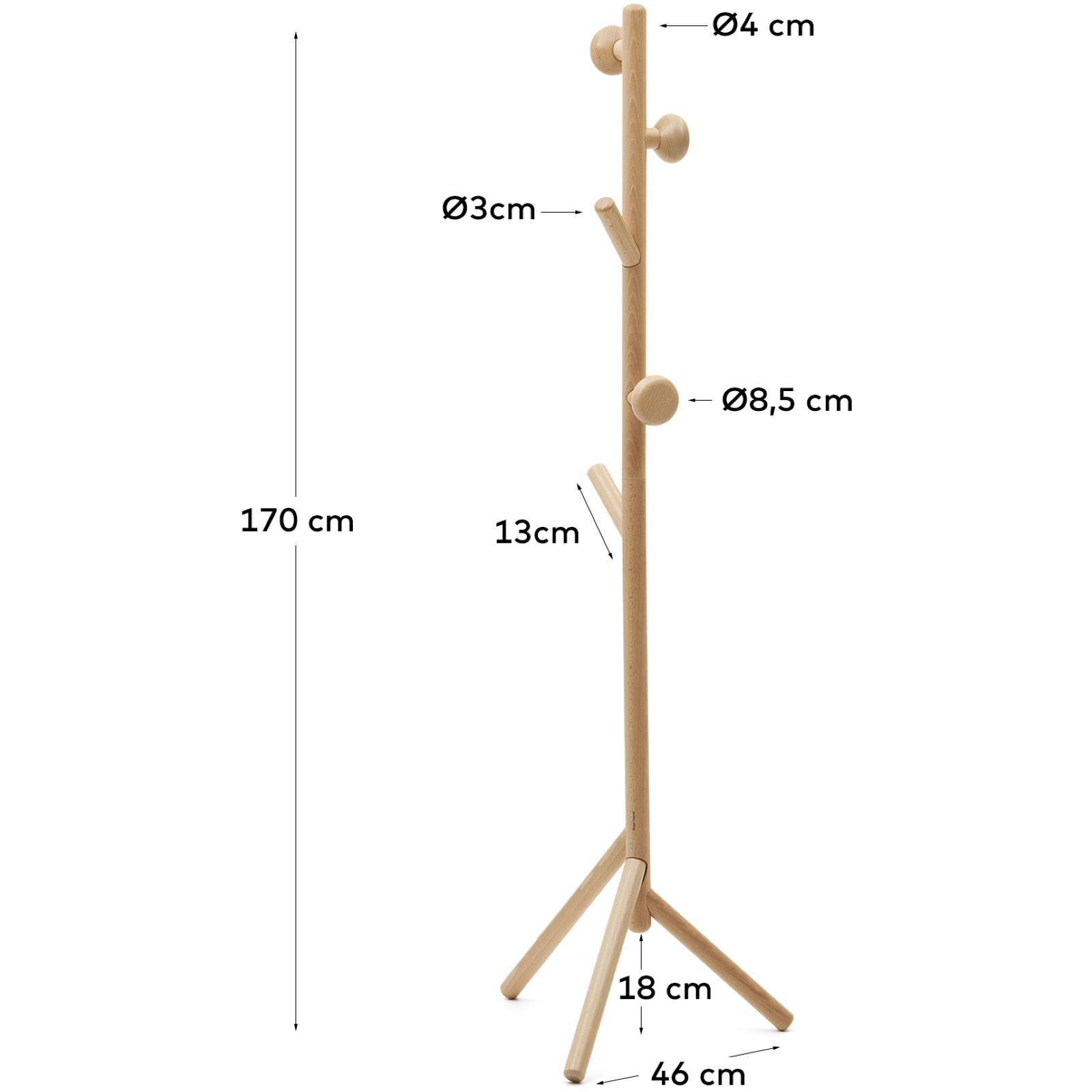 Garderobenständer Nadue aus massiver Buche natur 170 cm