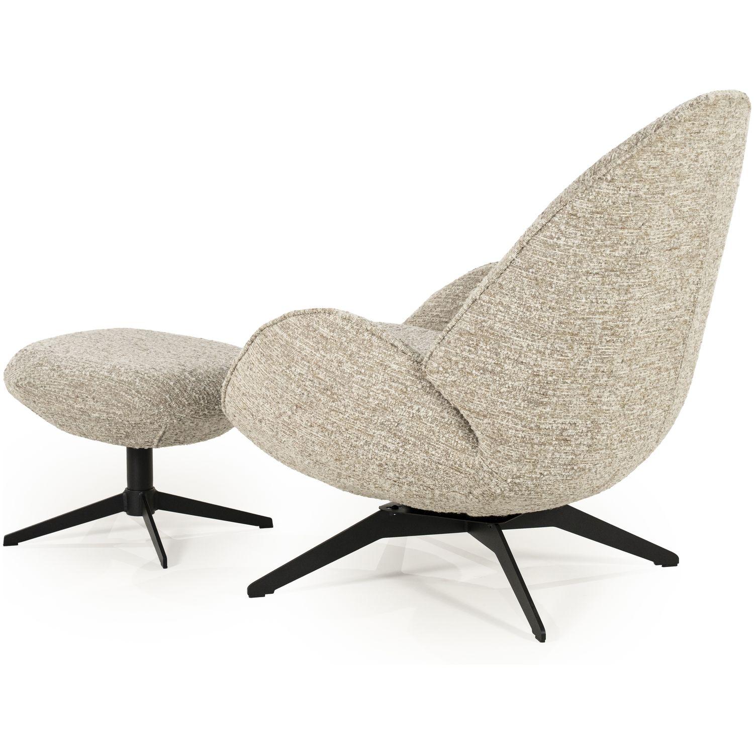 Relaxsessel drehbar mit Hocker Zora Stoff taupe