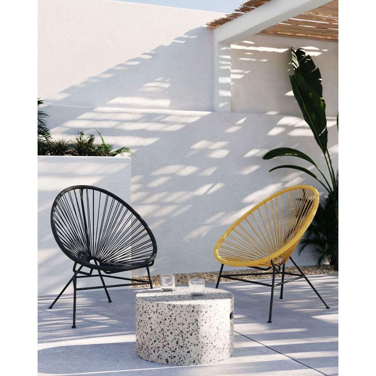 Gartensessel Acapulco Kordel Seil schwarz