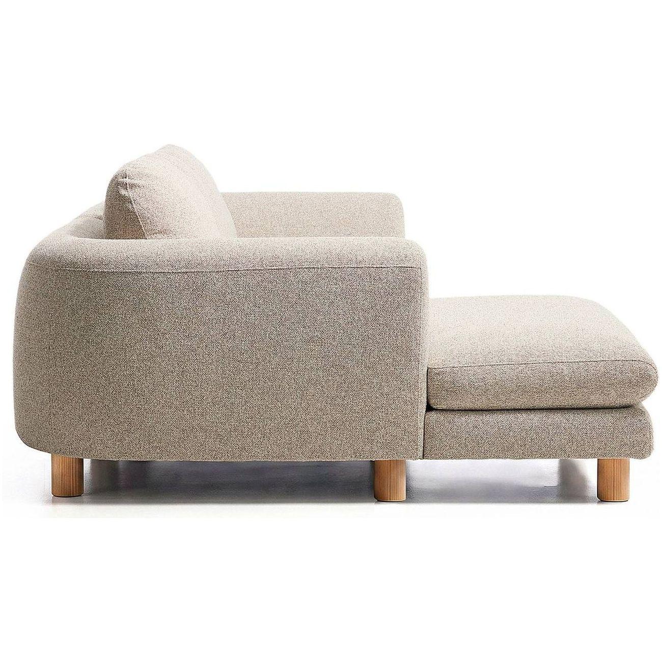 3-Sitzer Sofa Vera mit Chaiselongue links in Beige mit Beinen aus massivem Eschenholz mit natürlichem Finish 232x176 FSC Mix Credit