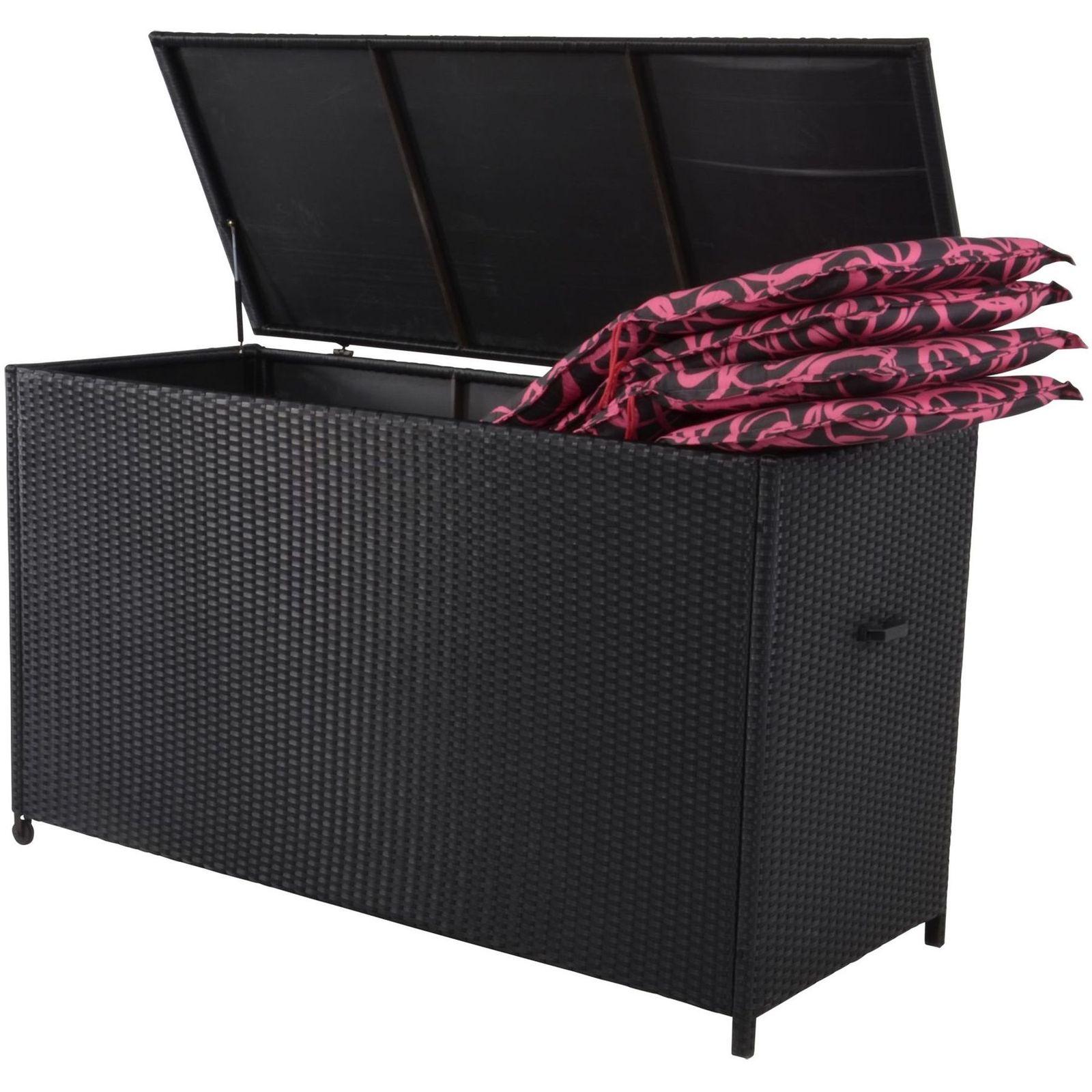 Poly Rattan Kissenbox mit Rollen 165x67x95