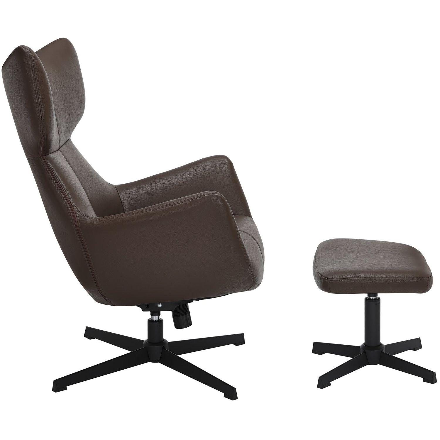 Relaxsessel drehbar Vana Kunstleder braun Metall schwarz