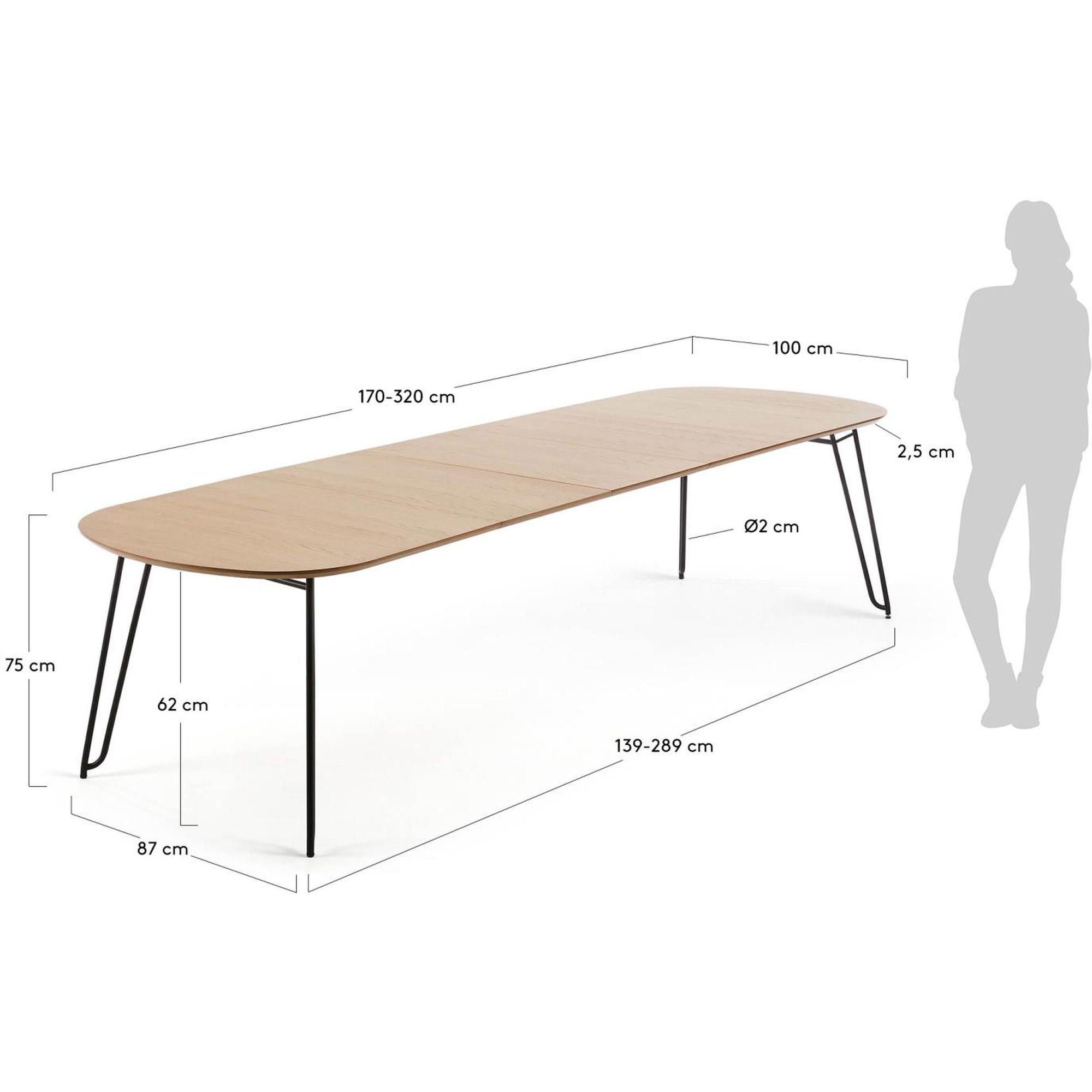 Esstisch ausziehbar Novac 170-320x100 Eichenfurnier Stahlbeine