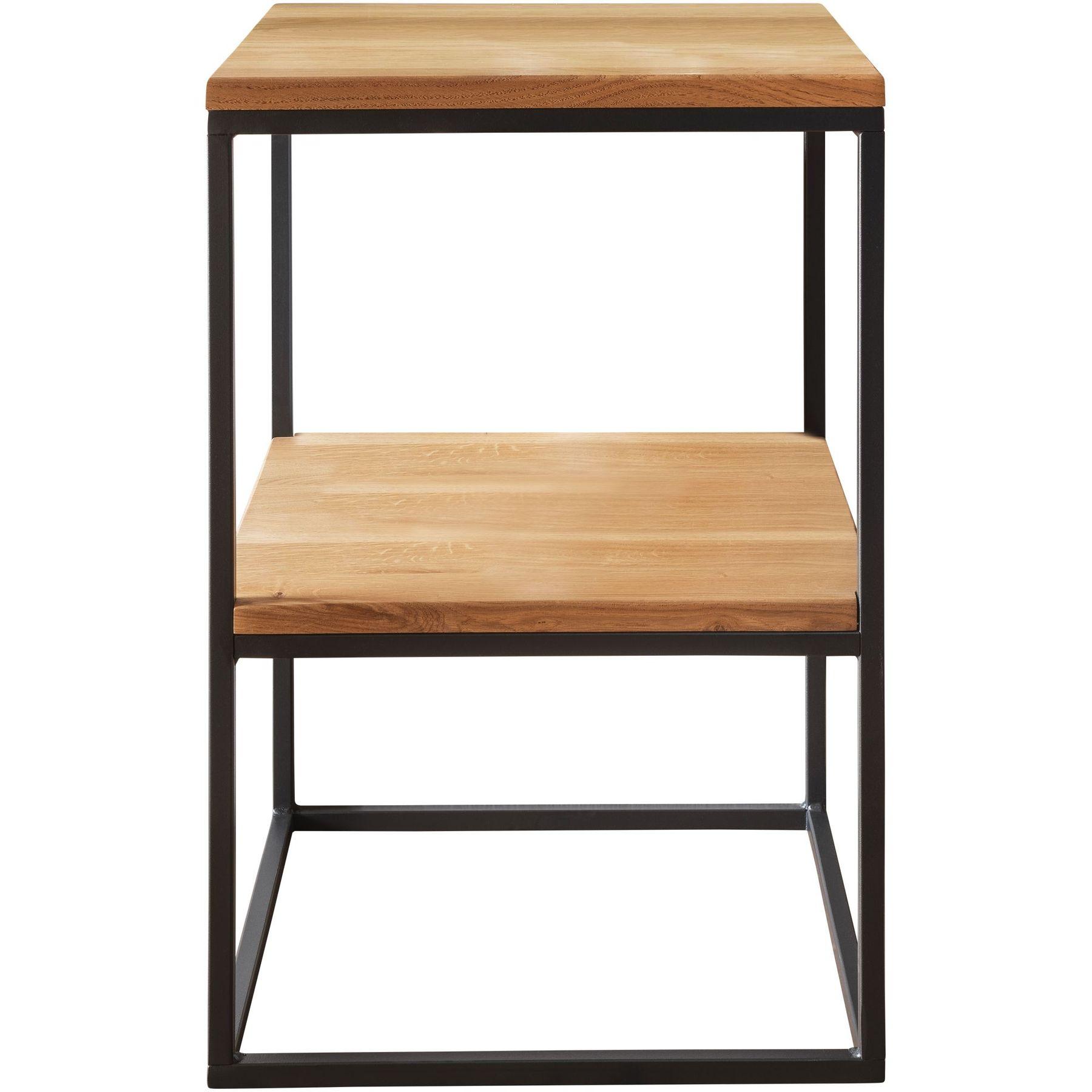 Beistelltisch Wildeiche natur mit 2 Ablagen 40x40