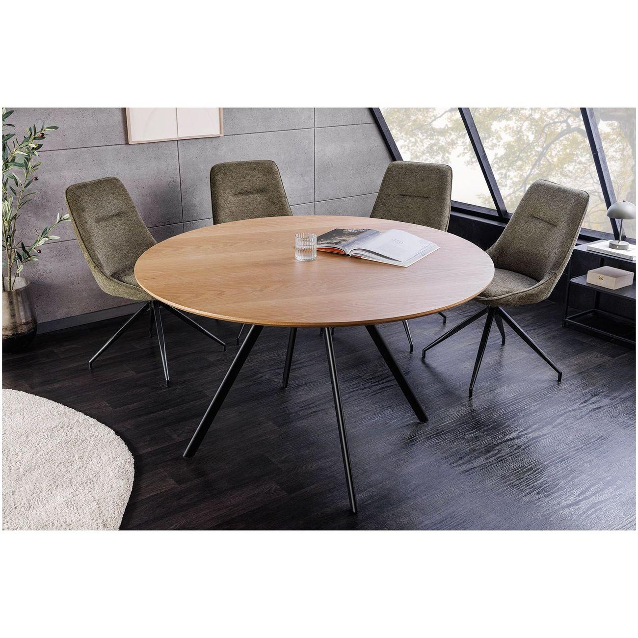 Esstisch Barcelona Studio Eichenoptik natur Metall schwarz 120x120