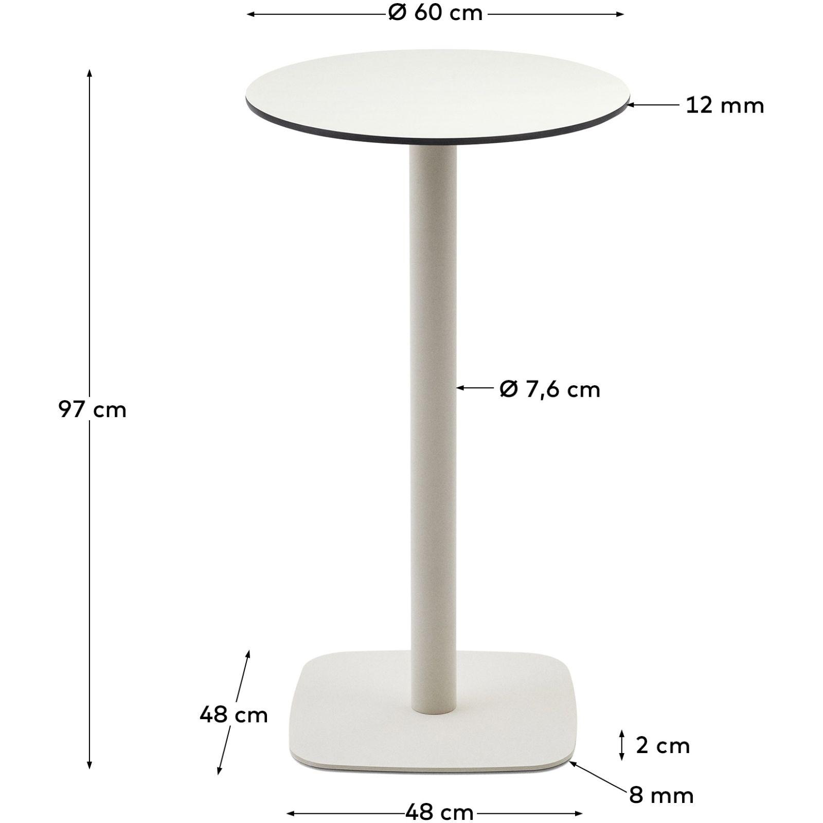 Dina runder hoher Outdoor-Tisch  weiss Metallbein weiss lackiert 60x60 H97