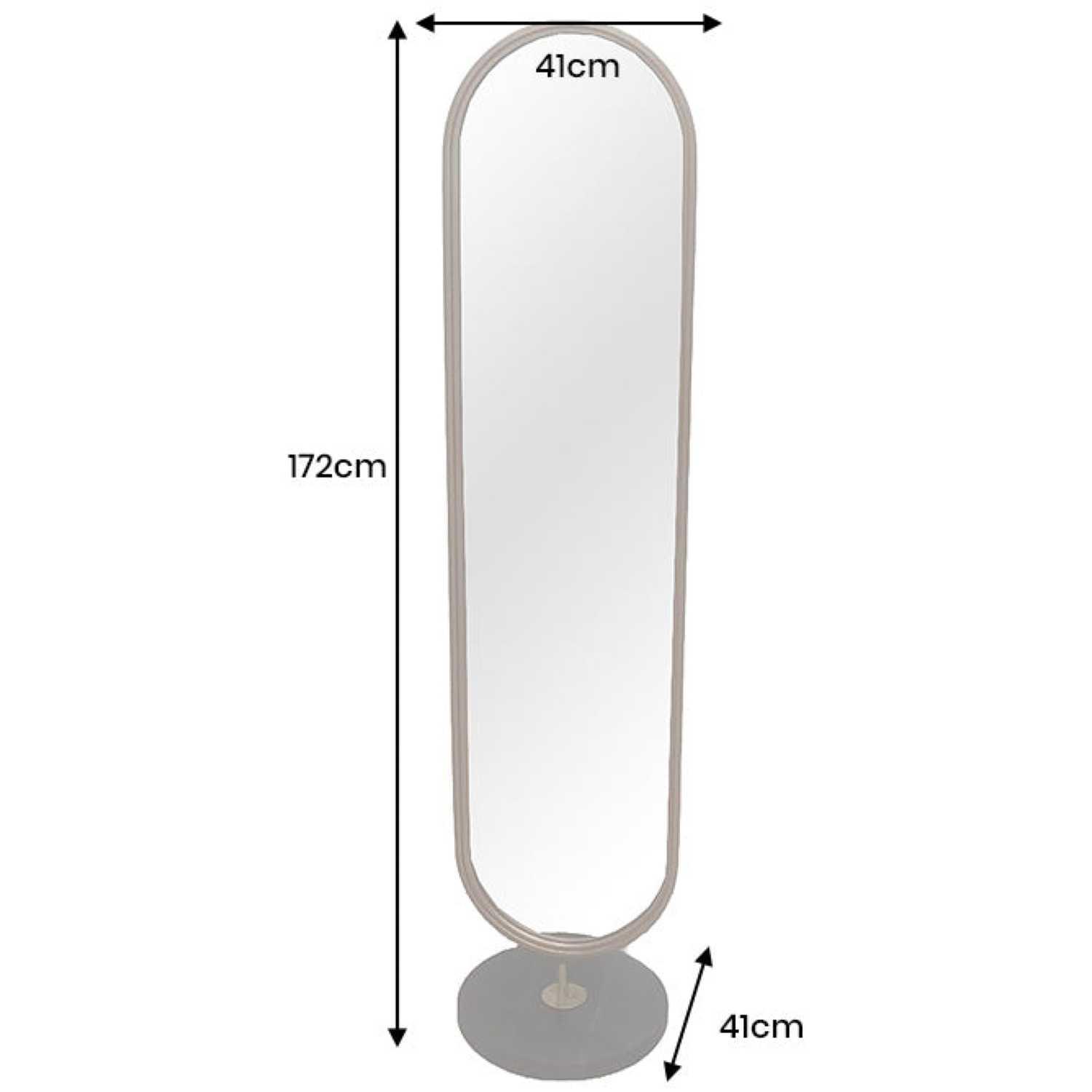Standspiegel oval Strano Metall gold Marmorsockel 41x175