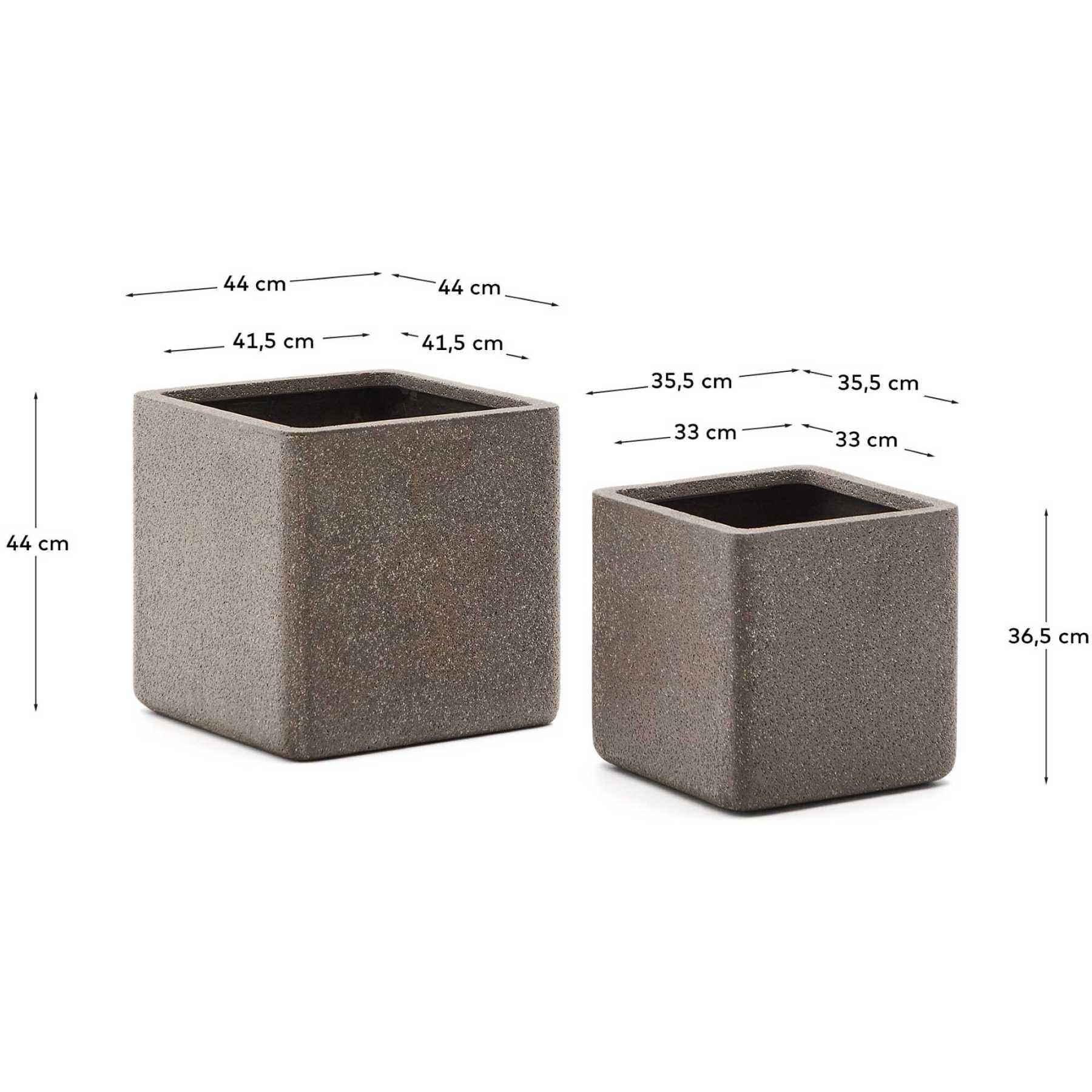 Blumentopf quadratisch Minoa Steinoptik braun (2er-Set)