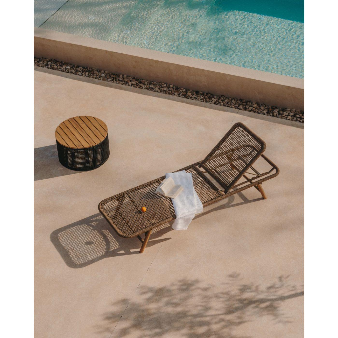 Sonnenliege Dandara Seil beige massives Akazienholz 100% FSC