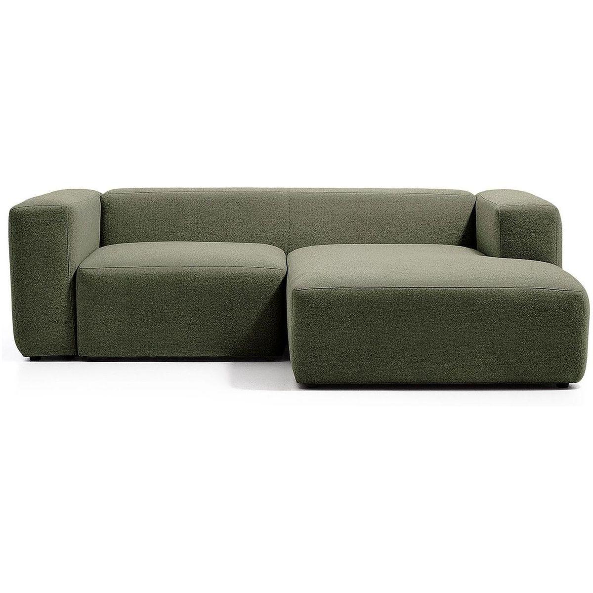 2-Sitzer-Sofa Blok mit Chaiselongue rechts in moosgrüner Chenille 240 cm FSC Mix Credit