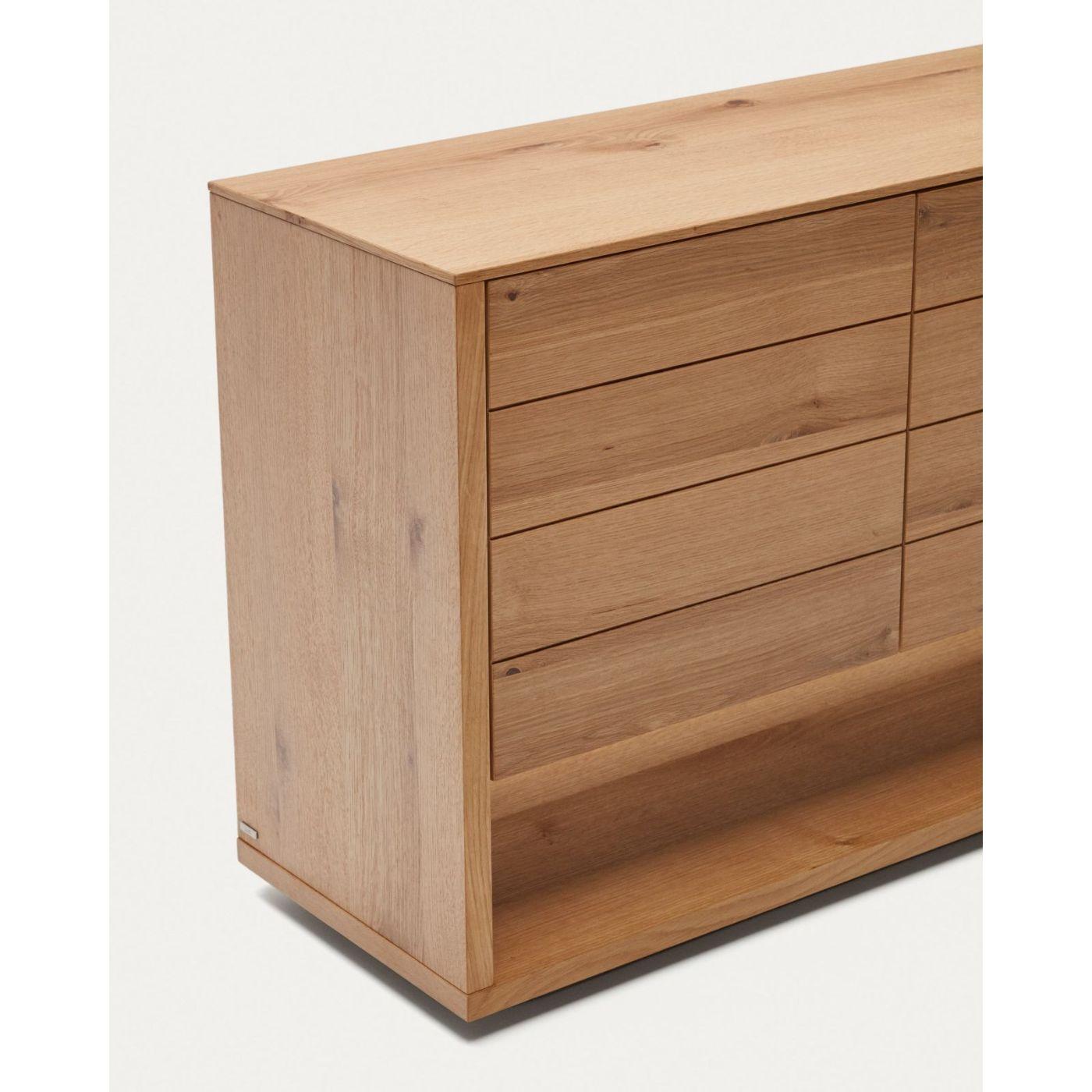 Alguema Sideboard 3 Türen mit Eichenfurnier und natürlichem Finish 151 x 74 cm