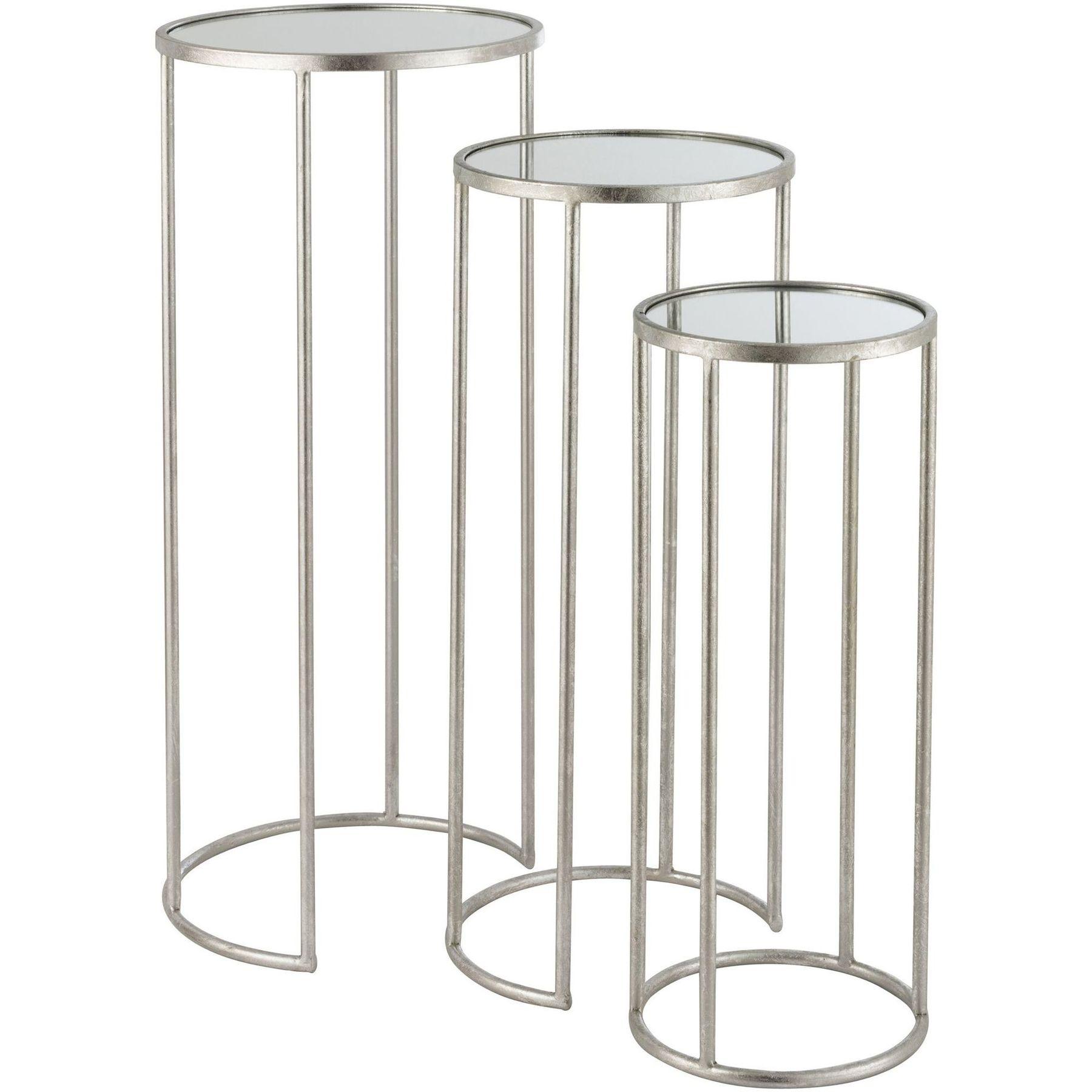 Beistelltisch hoch Ena Metall silber (3er-Set)