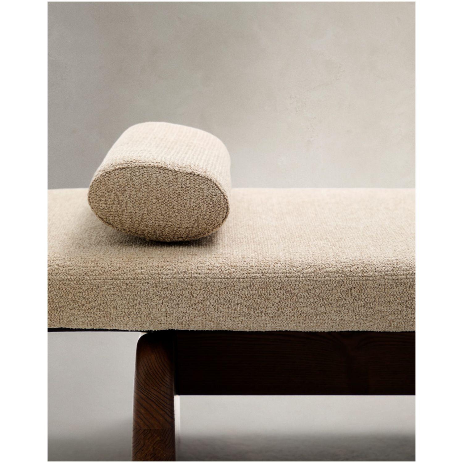 Chaiselongue Topaz aus beigefarbenem Chenille und massivem Eschenholz mit Walnuss-Finish 2