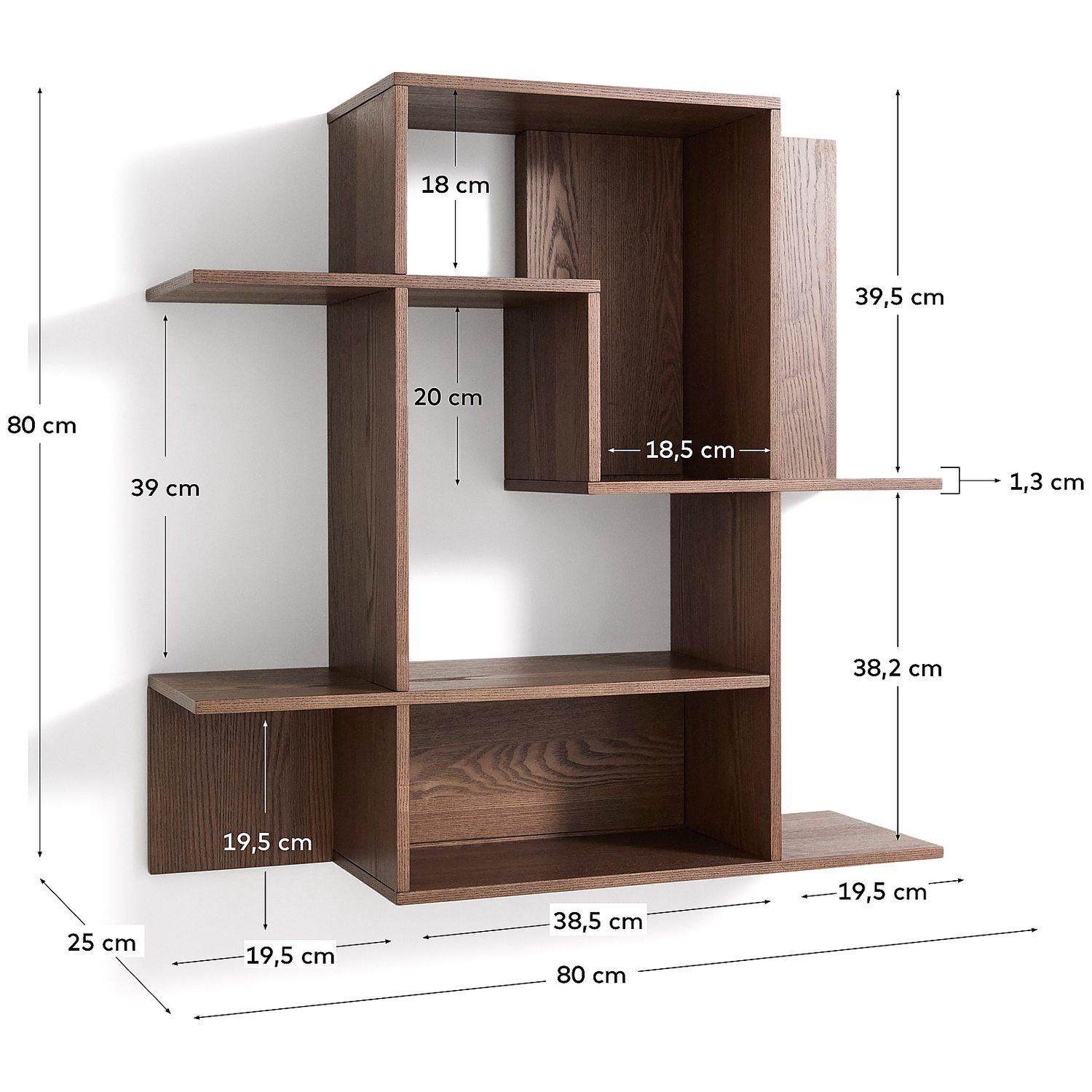 Modularregal Ina aus Eschenfurnier mit Finish in Nussbaumton 80x80 FSC 100%