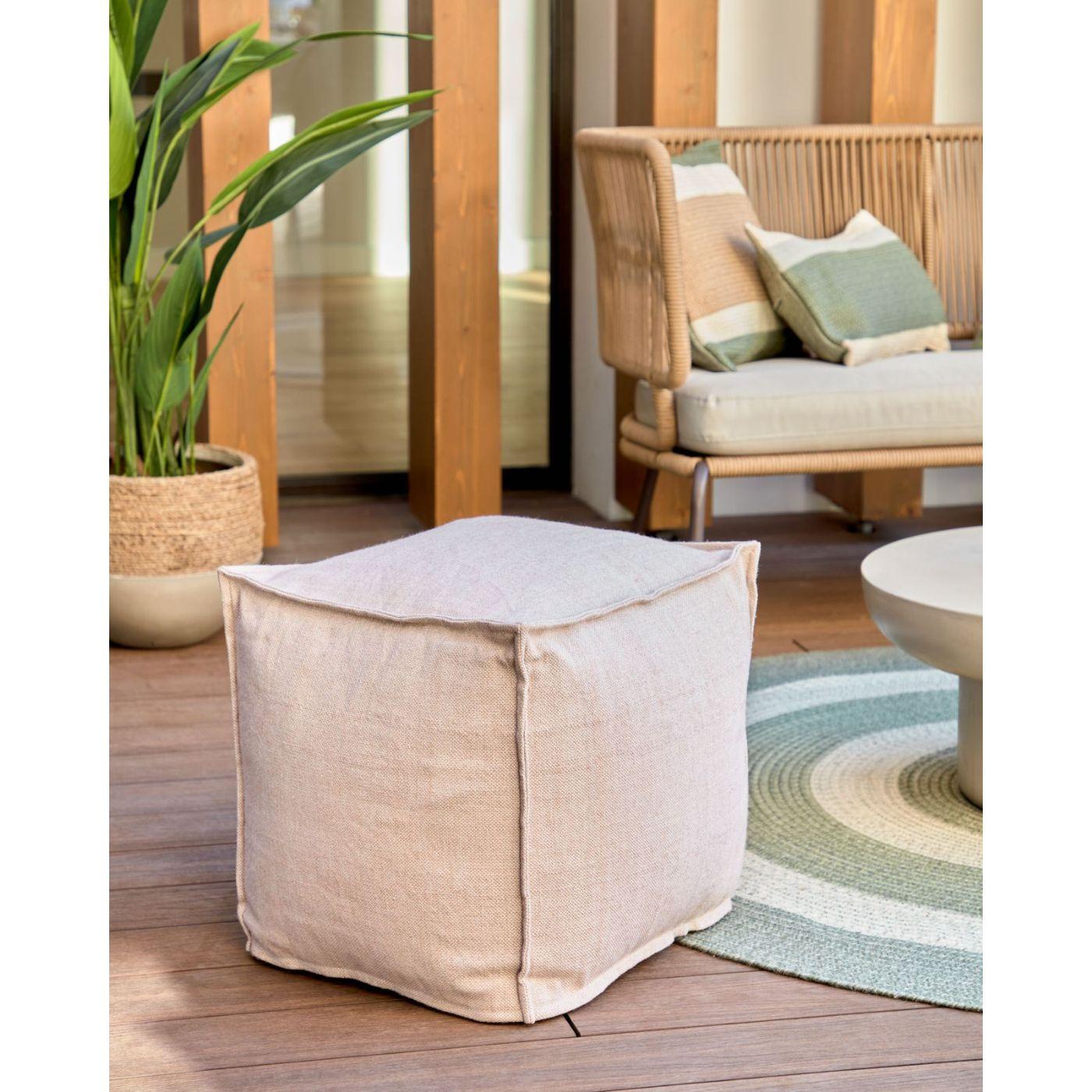 Leeith Puff 100% PET beige 40 x 39 cm