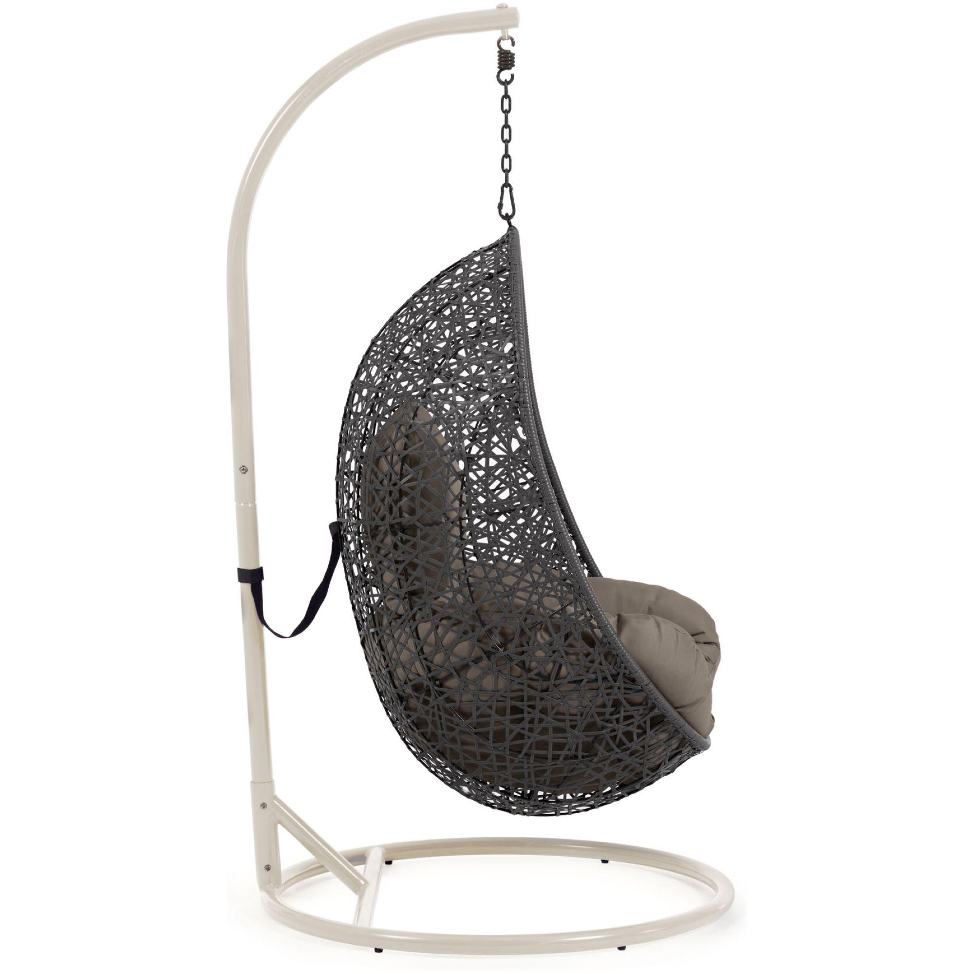 Garten Hängesessel Florence Poly Rattan dunkelgrau Fuss hellgrau