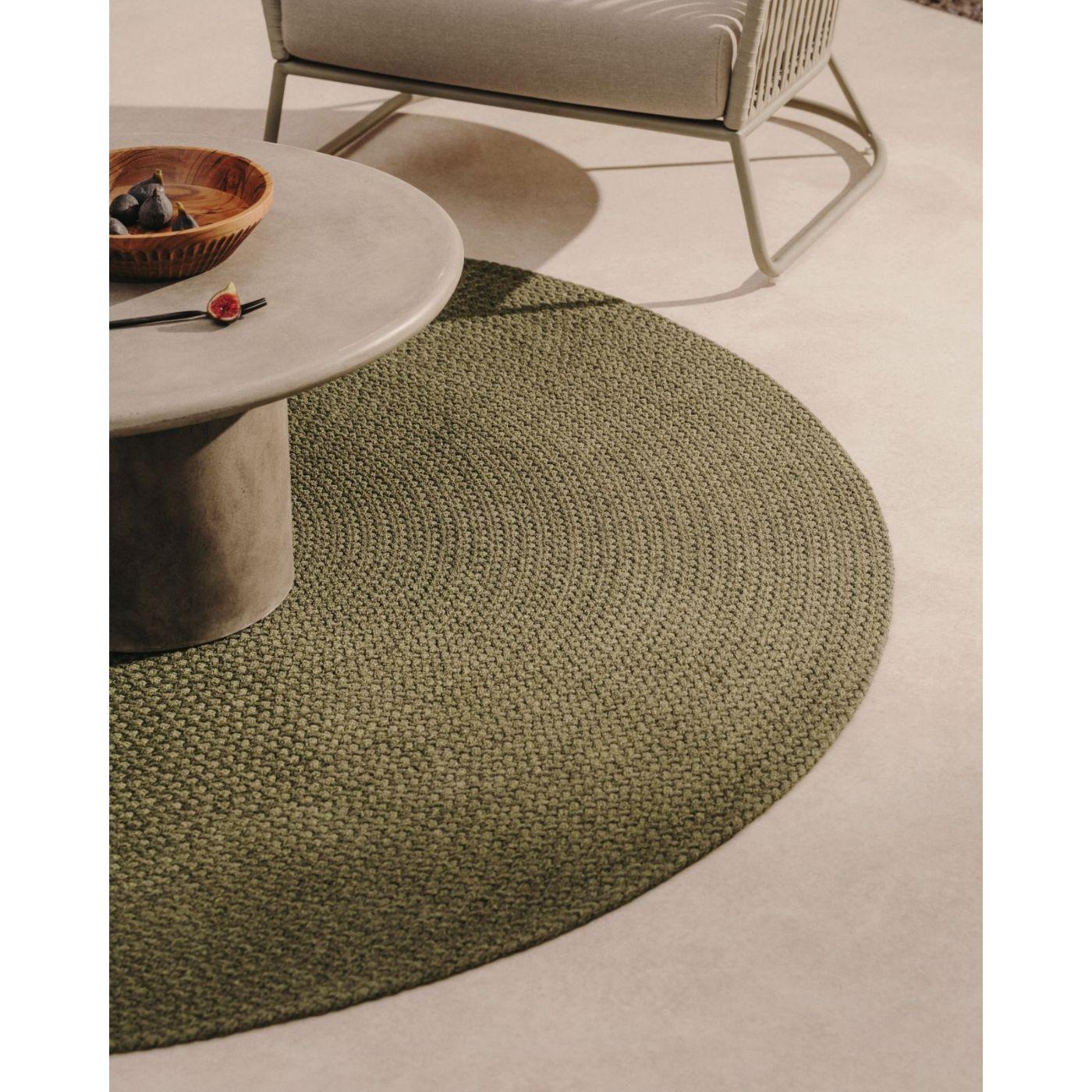 Gartenteppich rund Despas aus synthetischen Fasern grün 200x200