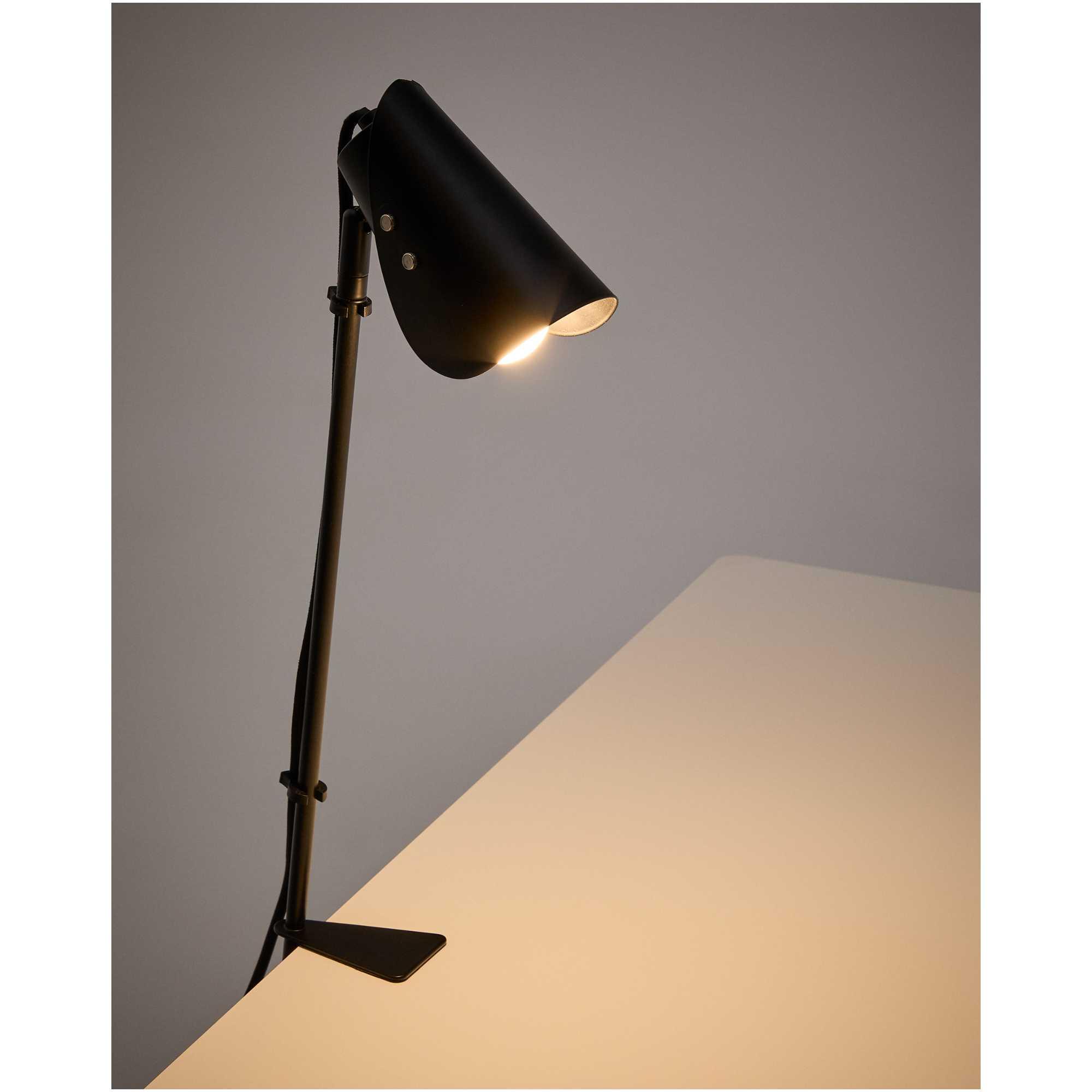 Schreibtischlampe mit Klemme Jula aus schwarzem Metall