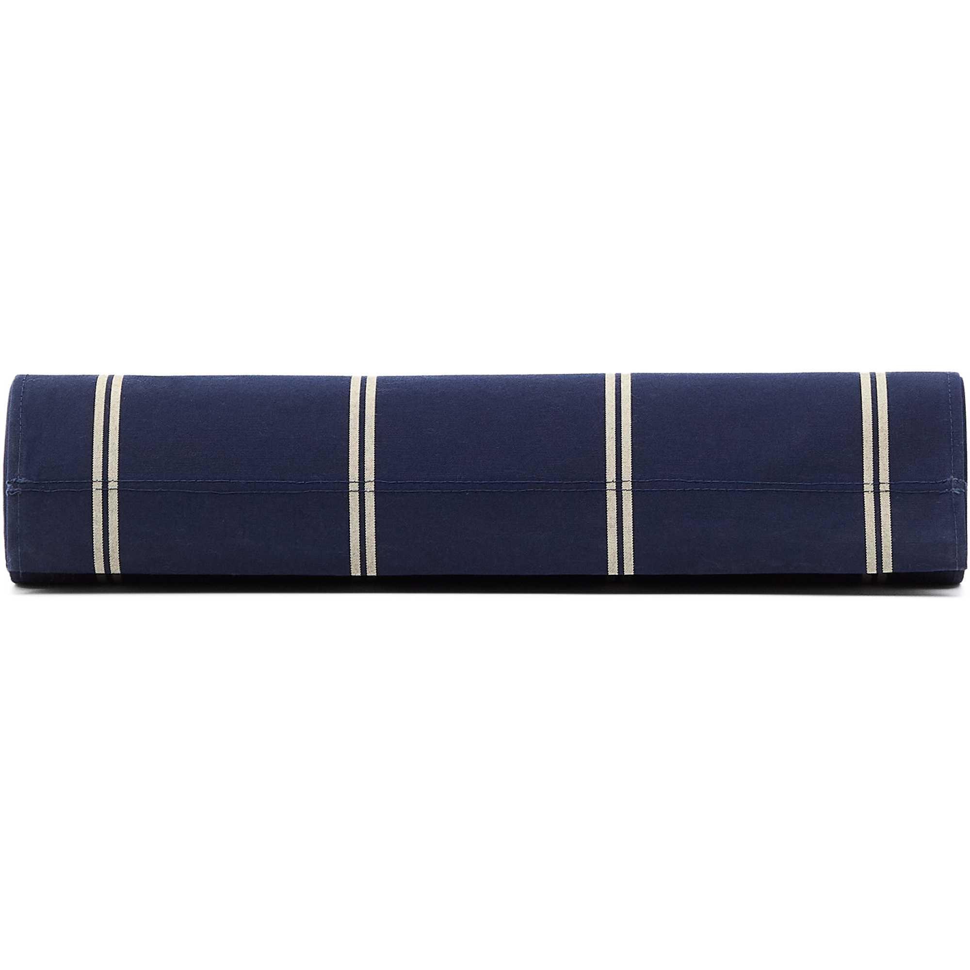 Blau-beige gestreifter klappbarer Outdoor-Liegestuhl Vilara aus massivem Akazienholz, FSC 100%