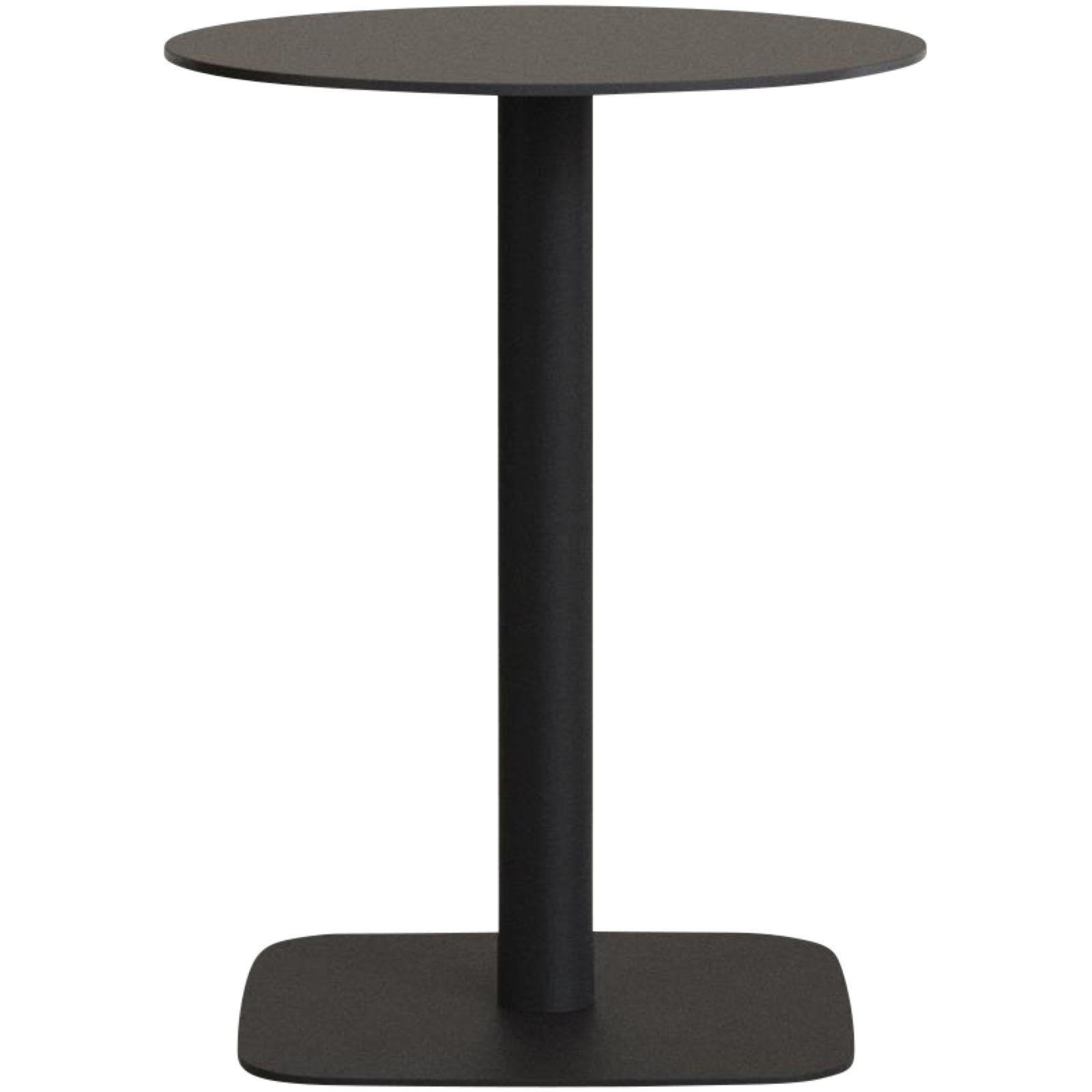 Dina hoher runder Outdoor-Tisch schwarz mit schwarz lackiertem Metallgestell 60x60 H97