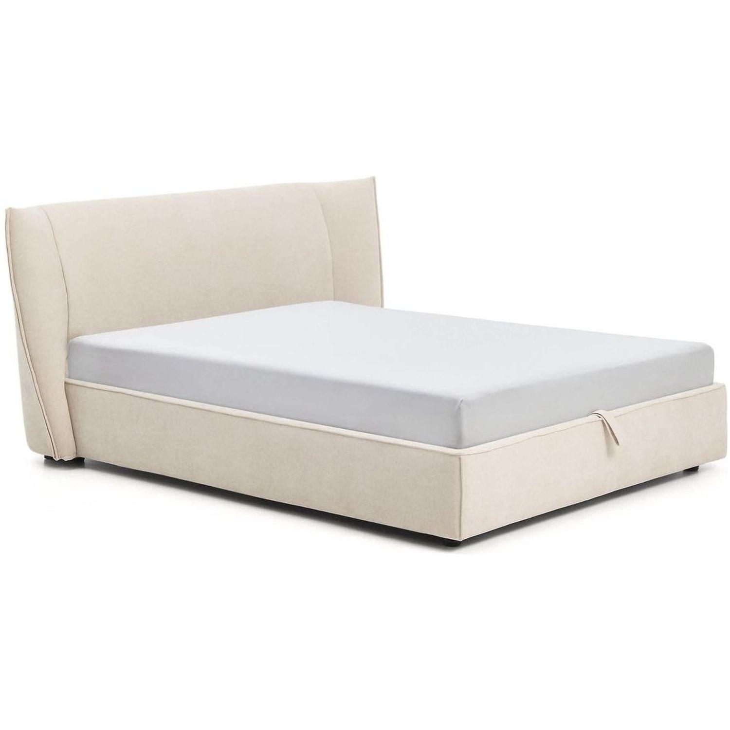 Abziehbares Polsterbett Arvian Chenille Stoff beige mit Klappbettkasten - Grösse: 160x200