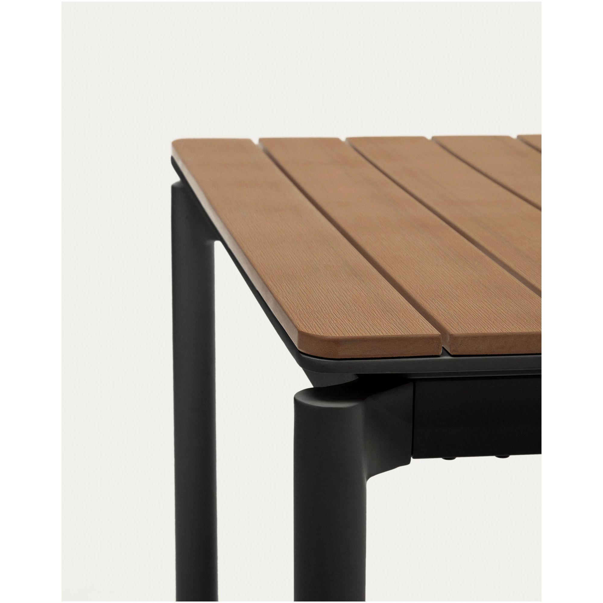 Canyelles Gartenausziehtisch aus Poly-Holz und mattschwarzem Aluminium 180-240x100