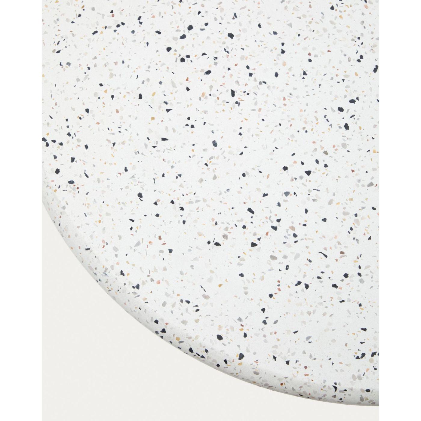 Hoher runder Saura Bar-Tisch aus Metall mit weisser Terrazzo-platte 70x70