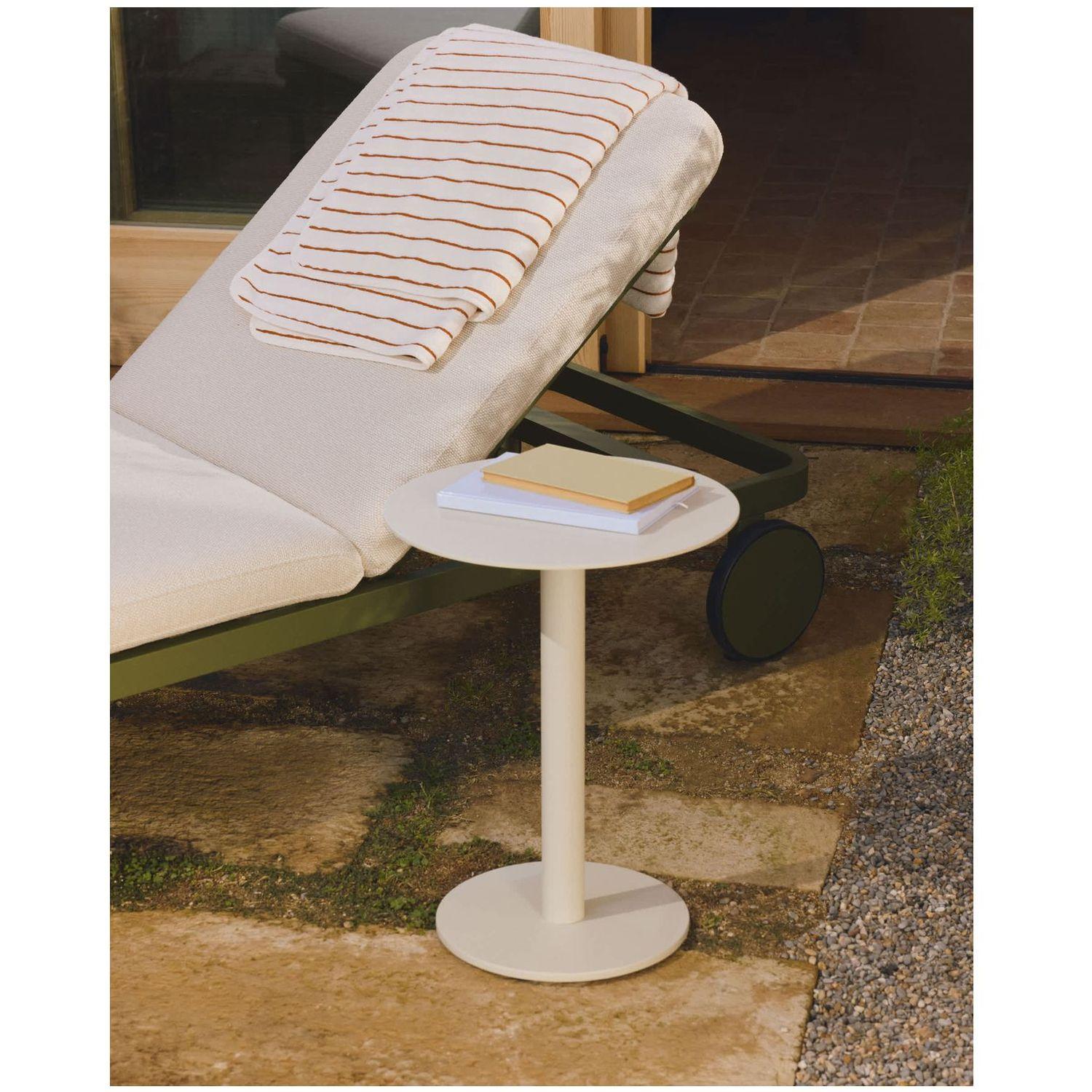 Garten Beistelltisch rund Asinara Aluminium beige 40x40