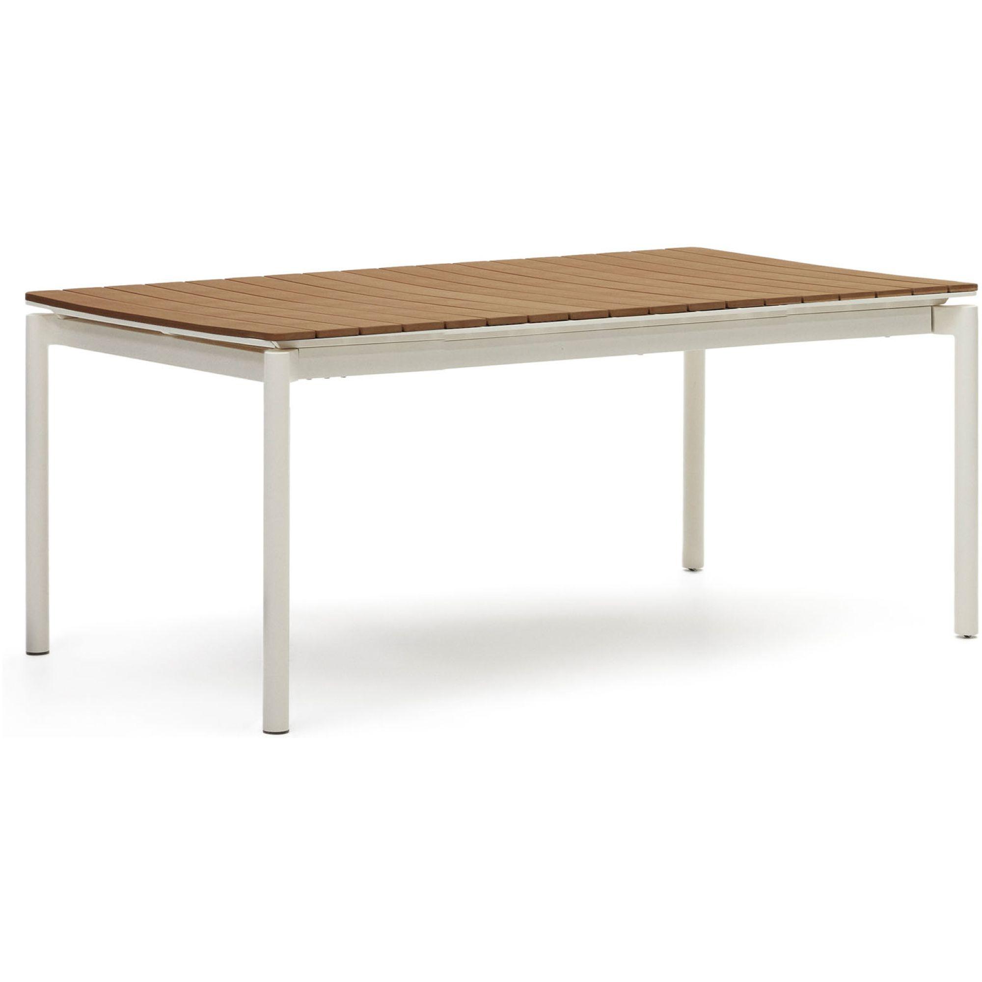 Canyelles Gartenausziehtisch aus Poly-Holz und Aluminium in Mattweiss 180-240x100