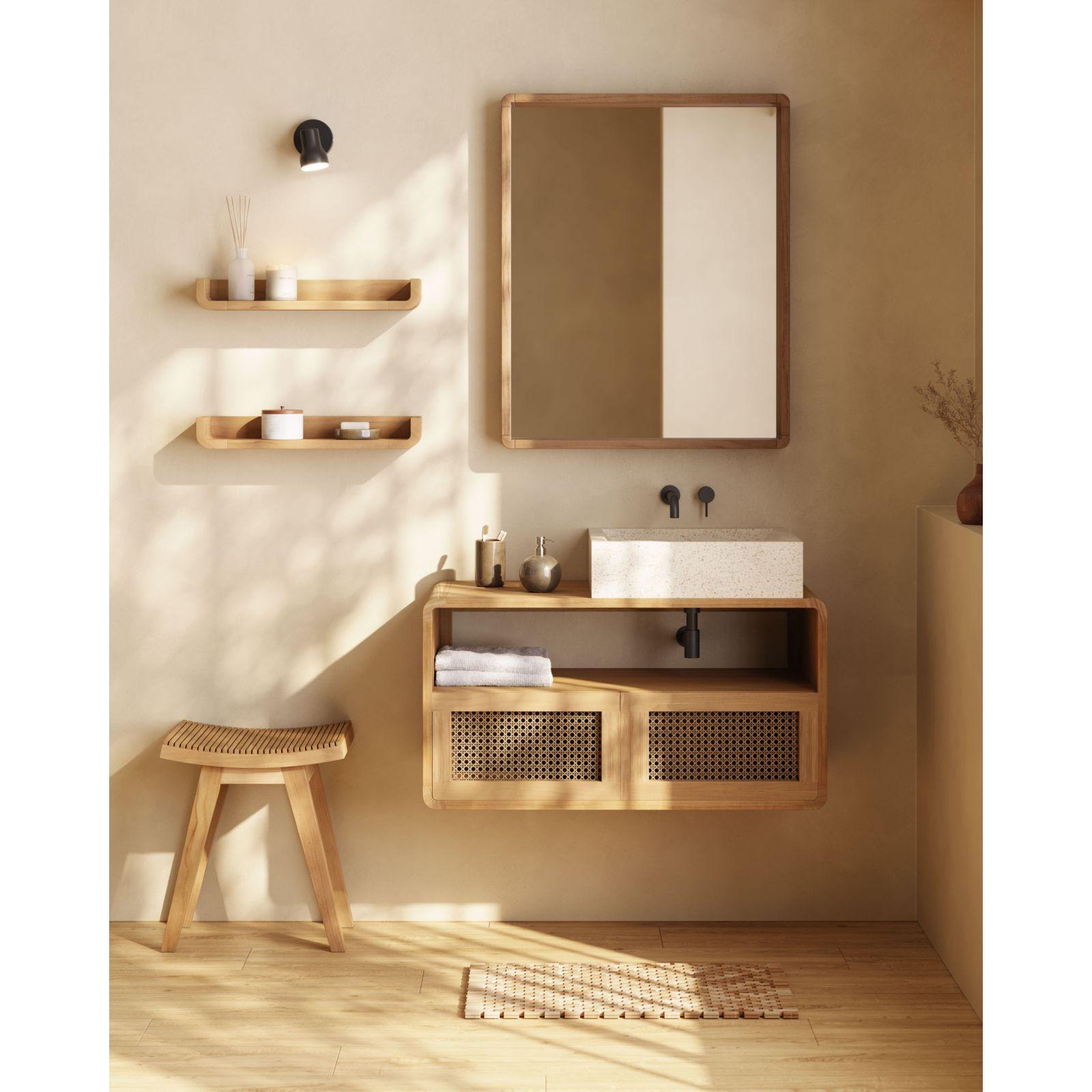Shamel Set aus 2 Regalen aus massivem Teakholz 50 x 5 cm
