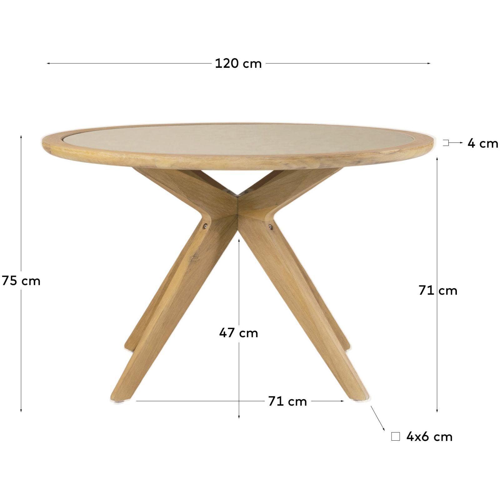 Esstisch Massivholz rund Julieta Akazienholz natur Polyzement beige 120x120 FSC