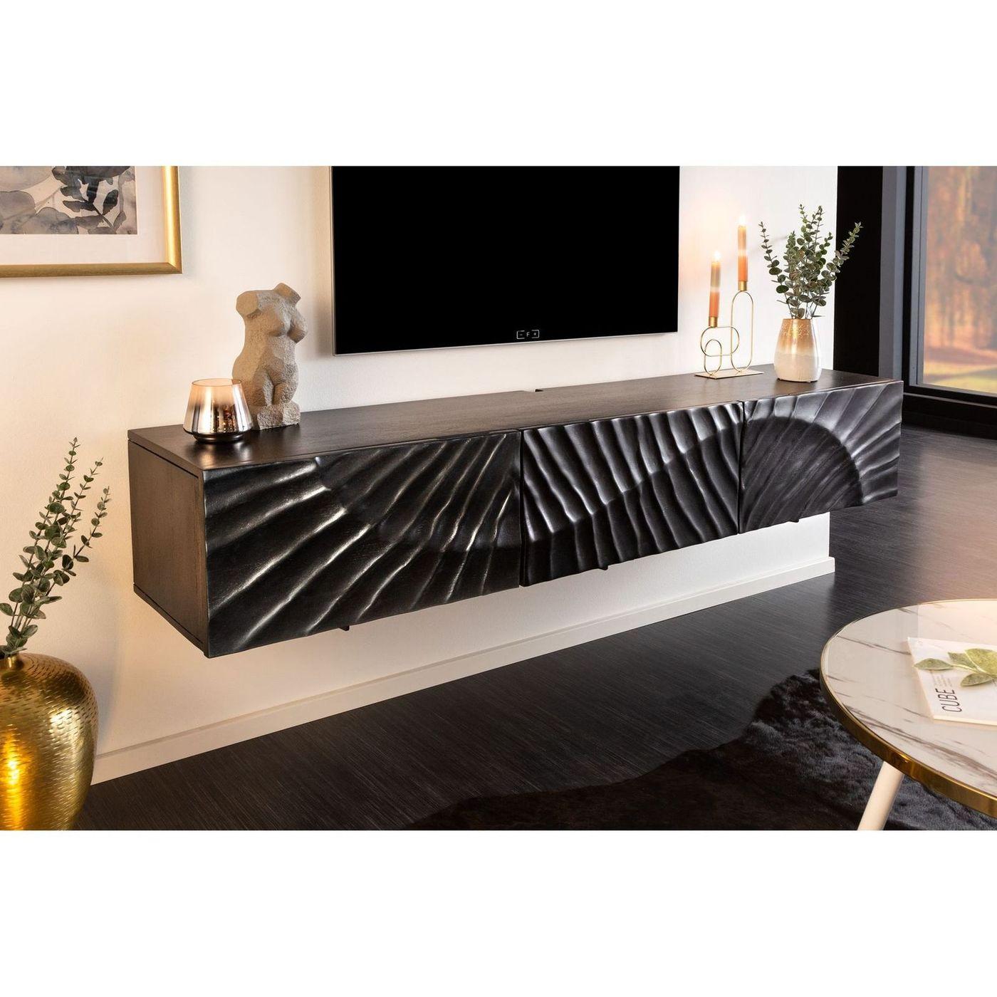 TV Wandmöbel Hängeschrank Vintage Baraya 160 schwarz Mango