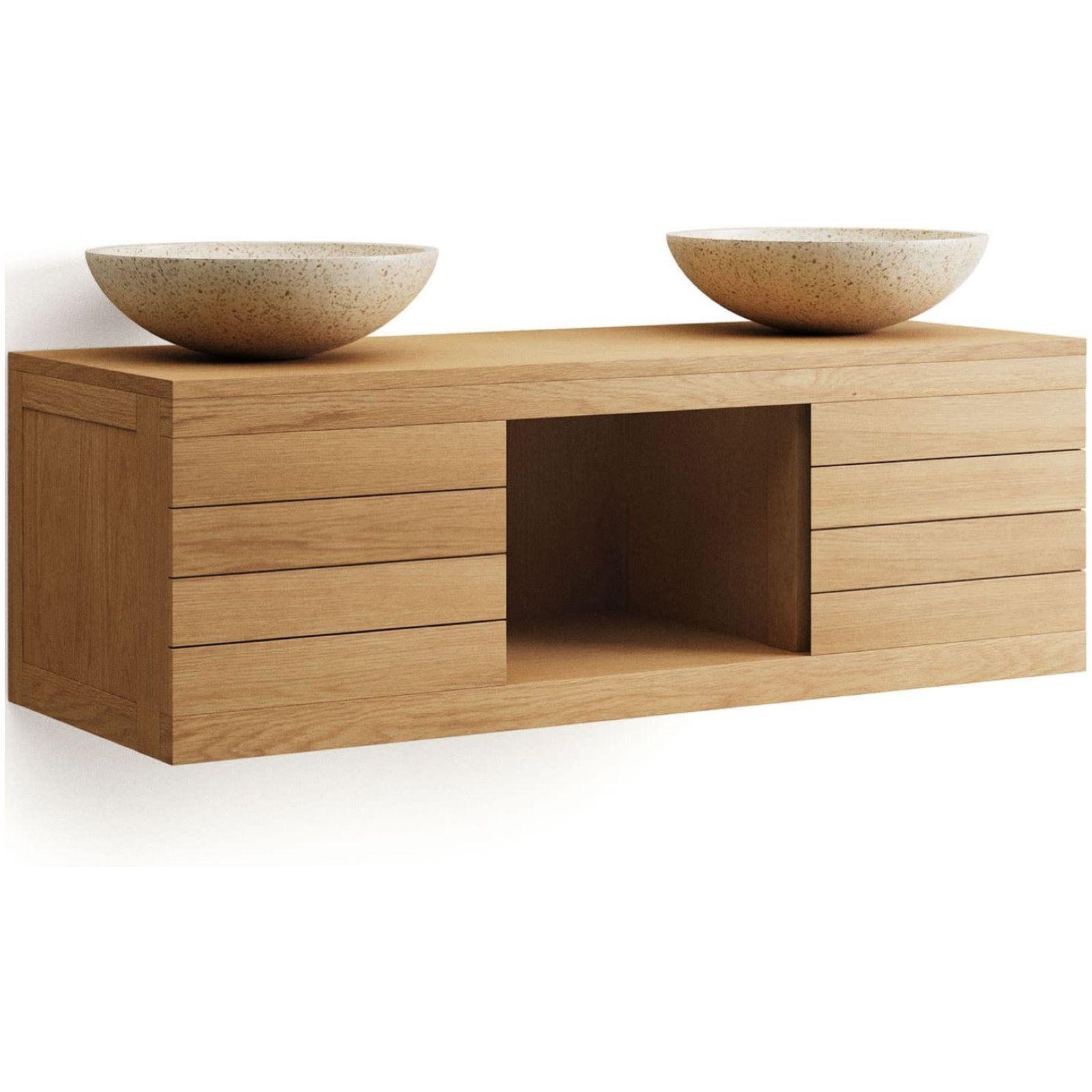 Badezimmermöbel Yenit aus massivem Teakholz natur 120x45